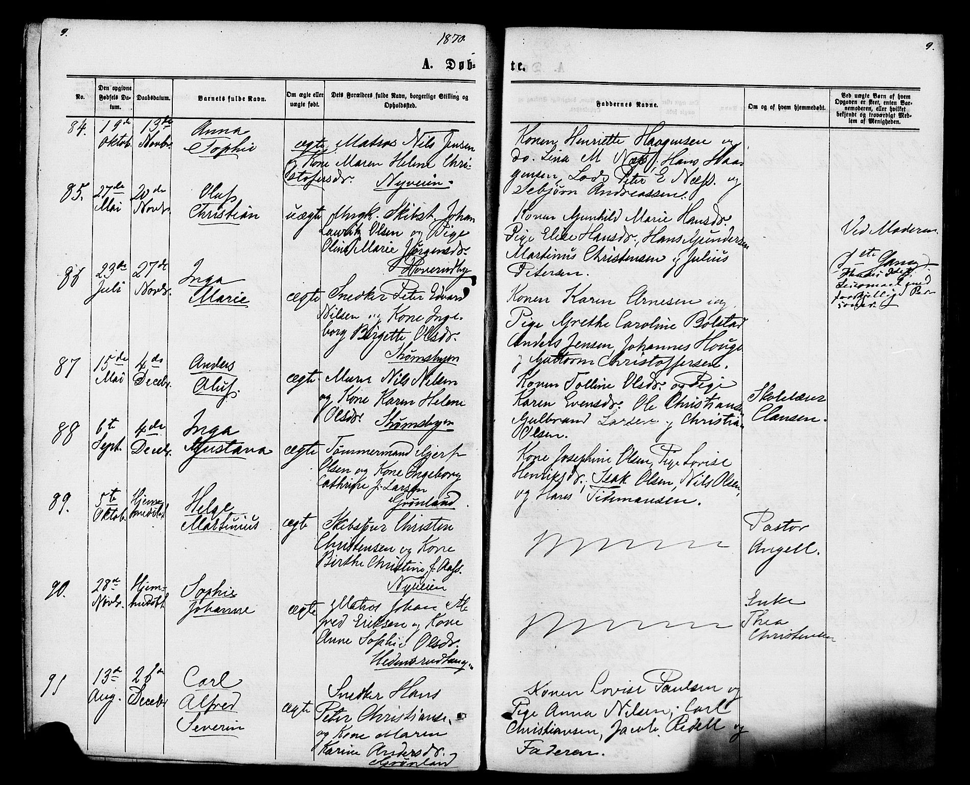 Strømsø kirkebøker, AV/SAKO-A-246/F/Fa/L0020: Parish register (official) no. I 20, 1870-1878, p. 9