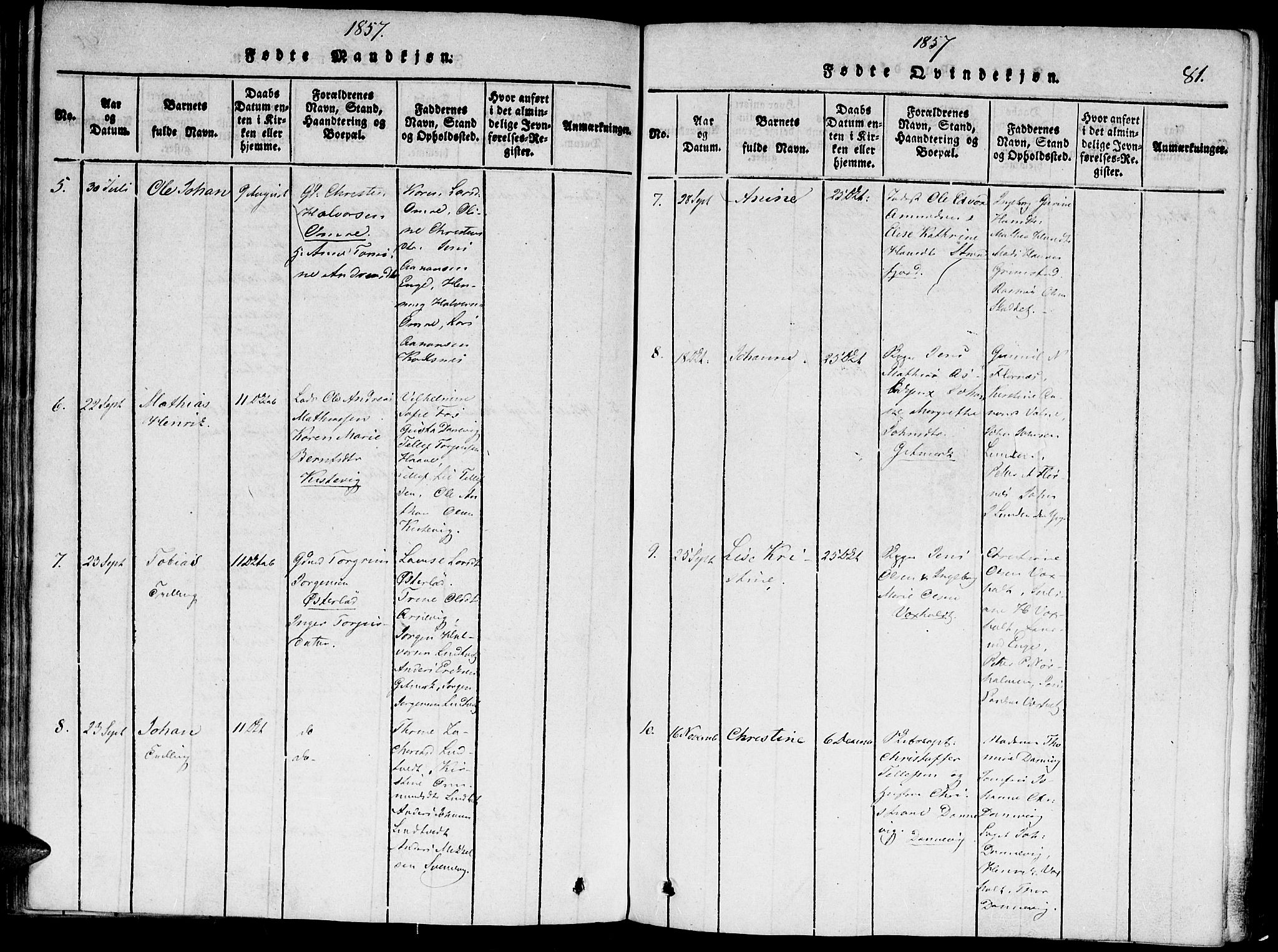 Hommedal sokneprestkontor, AV/SAK-1111-0023/F/Fa/Faa/L0001: Parish register (official) no. A 1, 1816-1860, p. 81