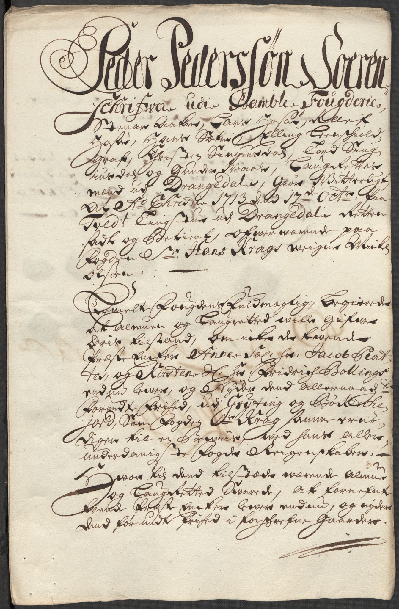 Rentekammeret inntil 1814, Reviderte regnskaper, Fogderegnskap, AV/RA-EA-4092/R36/L2125: Fogderegnskap Øvre og Nedre Telemark og Bamble, 1713, p. 161