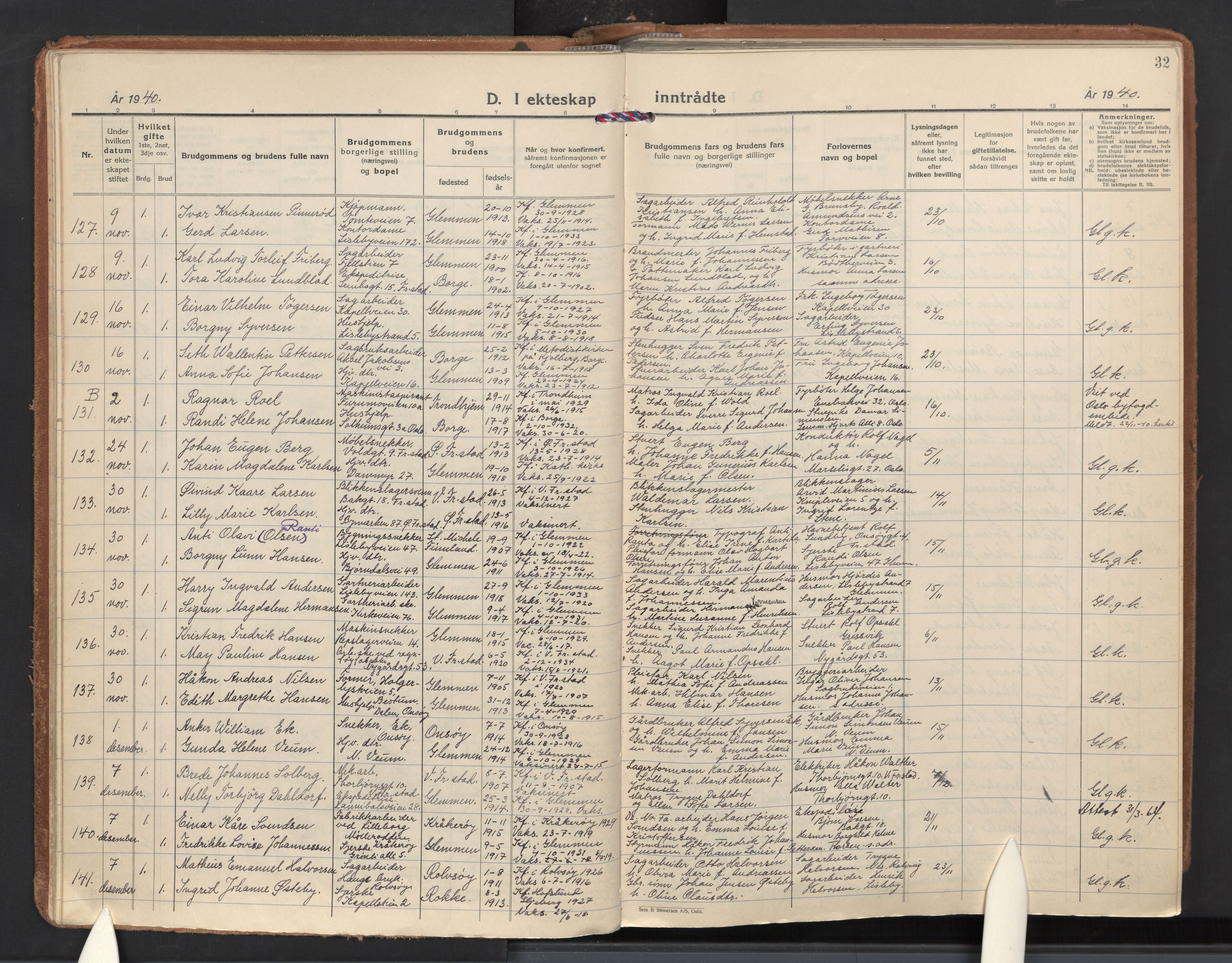 Glemmen prestekontor Kirkebøker, AV/SAO-A-10908/F/Fa/L0020: Parish register (official) no. 20, 1938-1968, p. 32