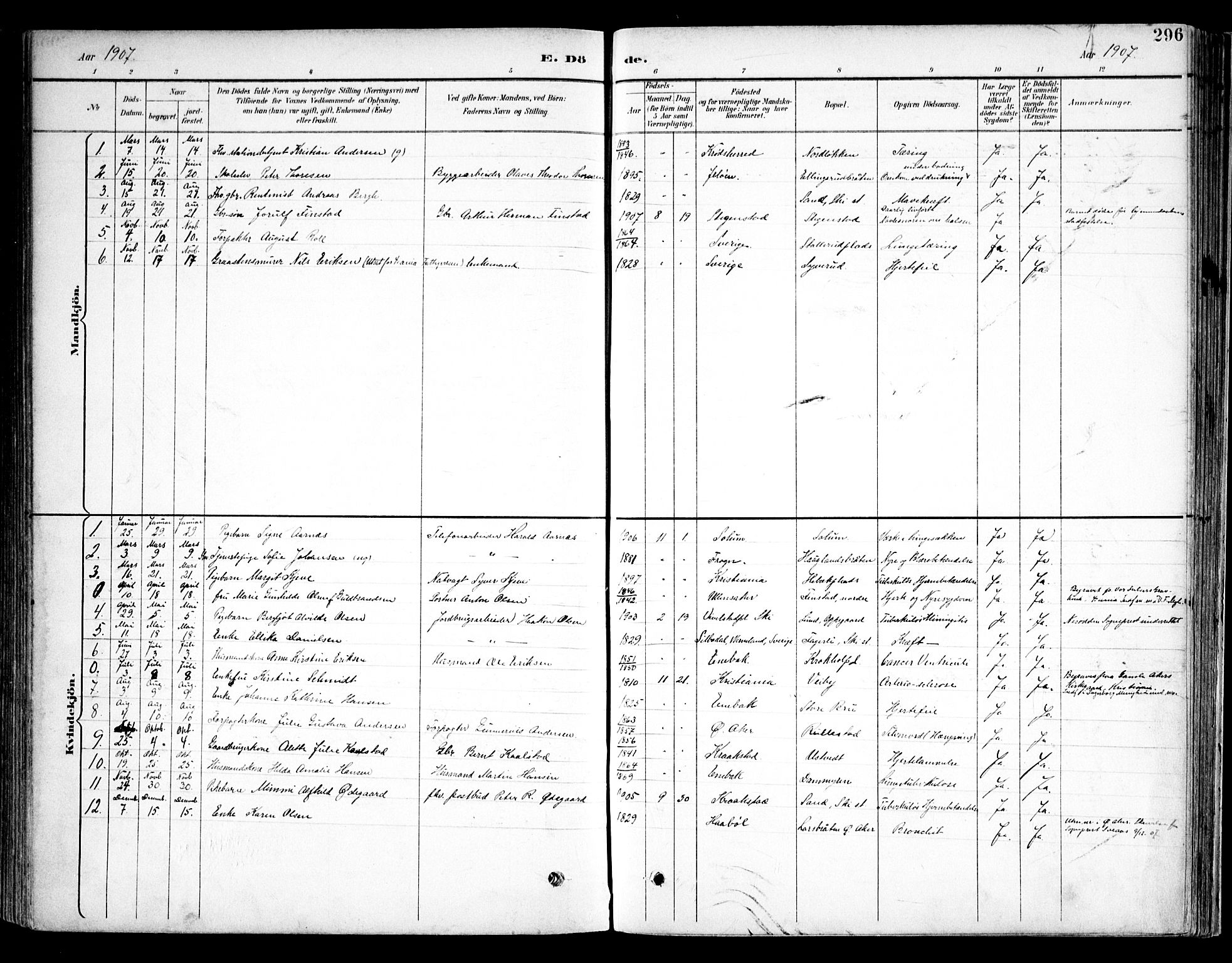 Kråkstad prestekontor Kirkebøker, AV/SAO-A-10125a/F/Fb/L0002: Parish register (official) no. II 2, 1893-1917, p. 296