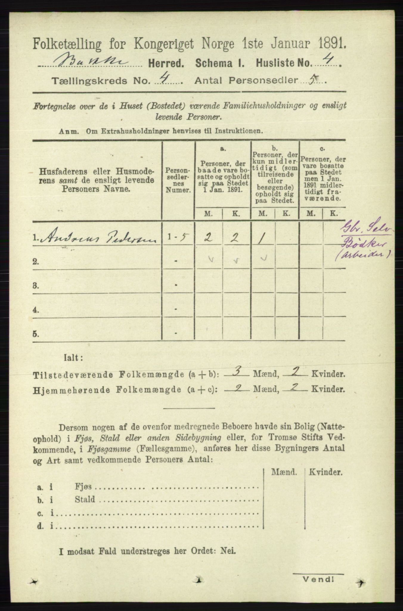 RA, 1891 census for 1045 Bakke, 1891, p. 547