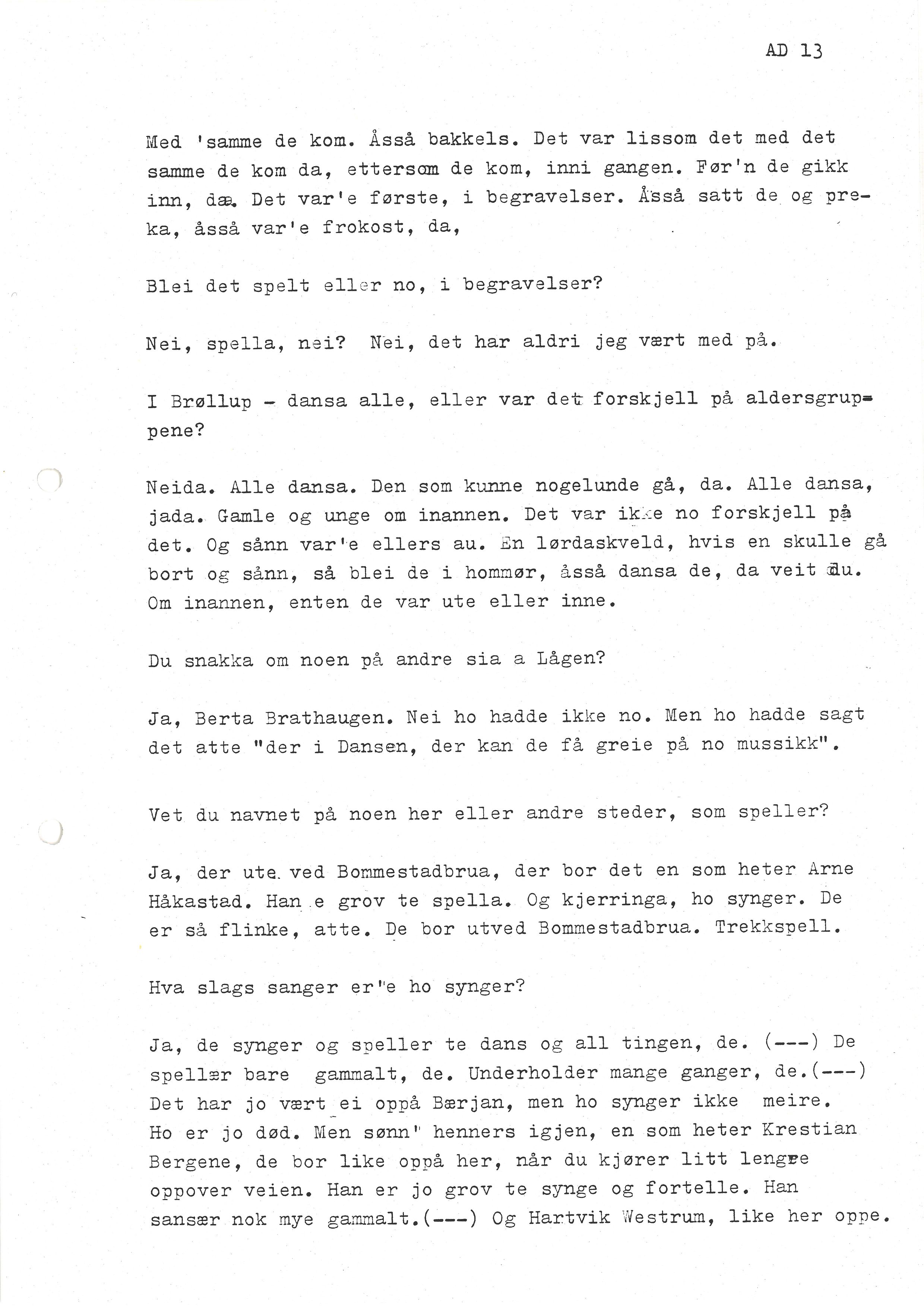 Sa 16 - Folkemusikk fra Vestfold, Gjerdesamlingen, VEMU/A-1868/I/L0001: Informantregister med intervjunedtegnelser, 1979-1986