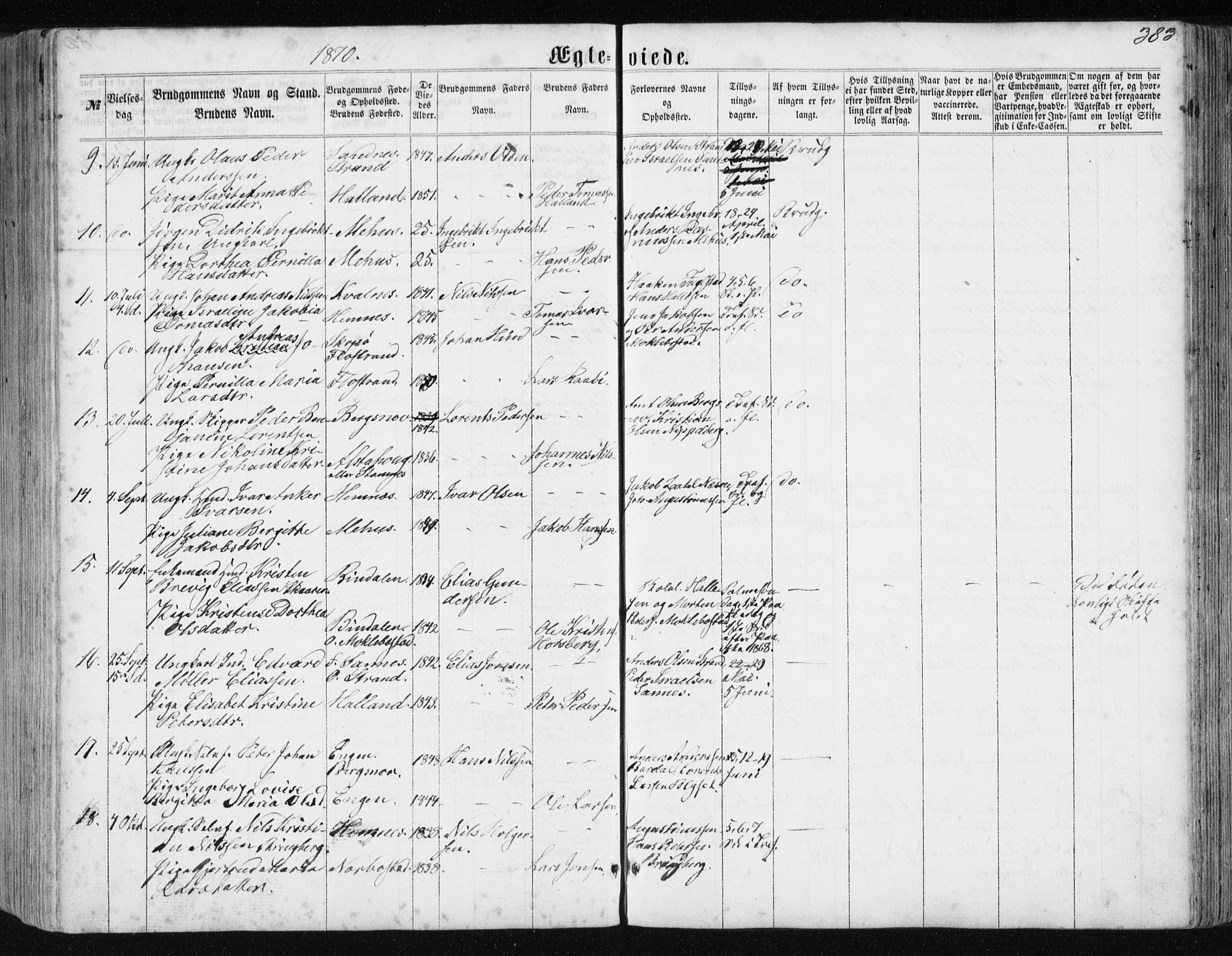 Ministerialprotokoller, klokkerbøker og fødselsregistre - Nordland, AV/SAT-A-1459/838/L0556: Parish register (copy) no. 838C03, 1861-1893, p. 383