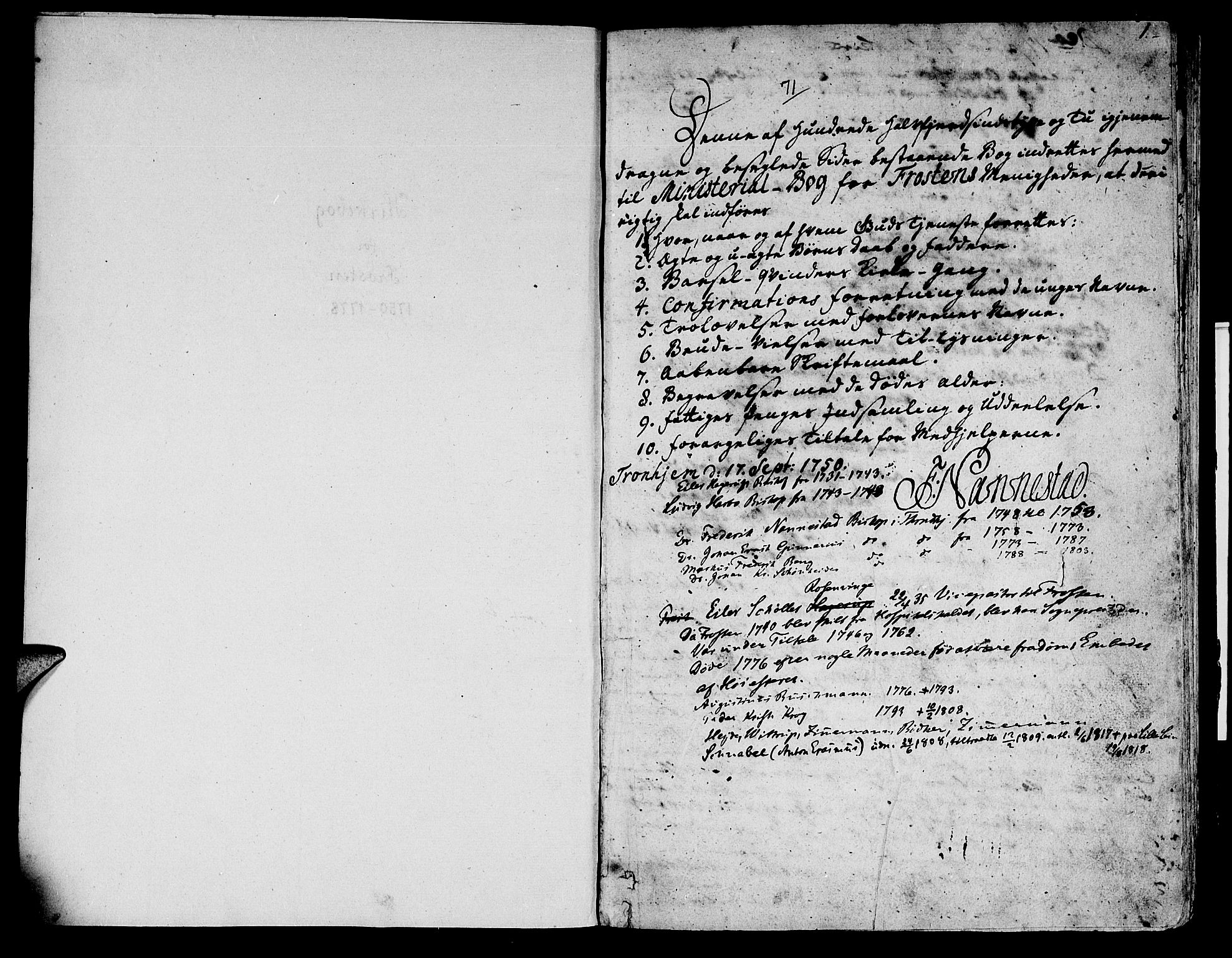 Ministerialprotokoller, klokkerbøker og fødselsregistre - Nord-Trøndelag, SAT/A-1458/713/L0109: Parish register (official) no. 713A01, 1750-1778, p. 0-1