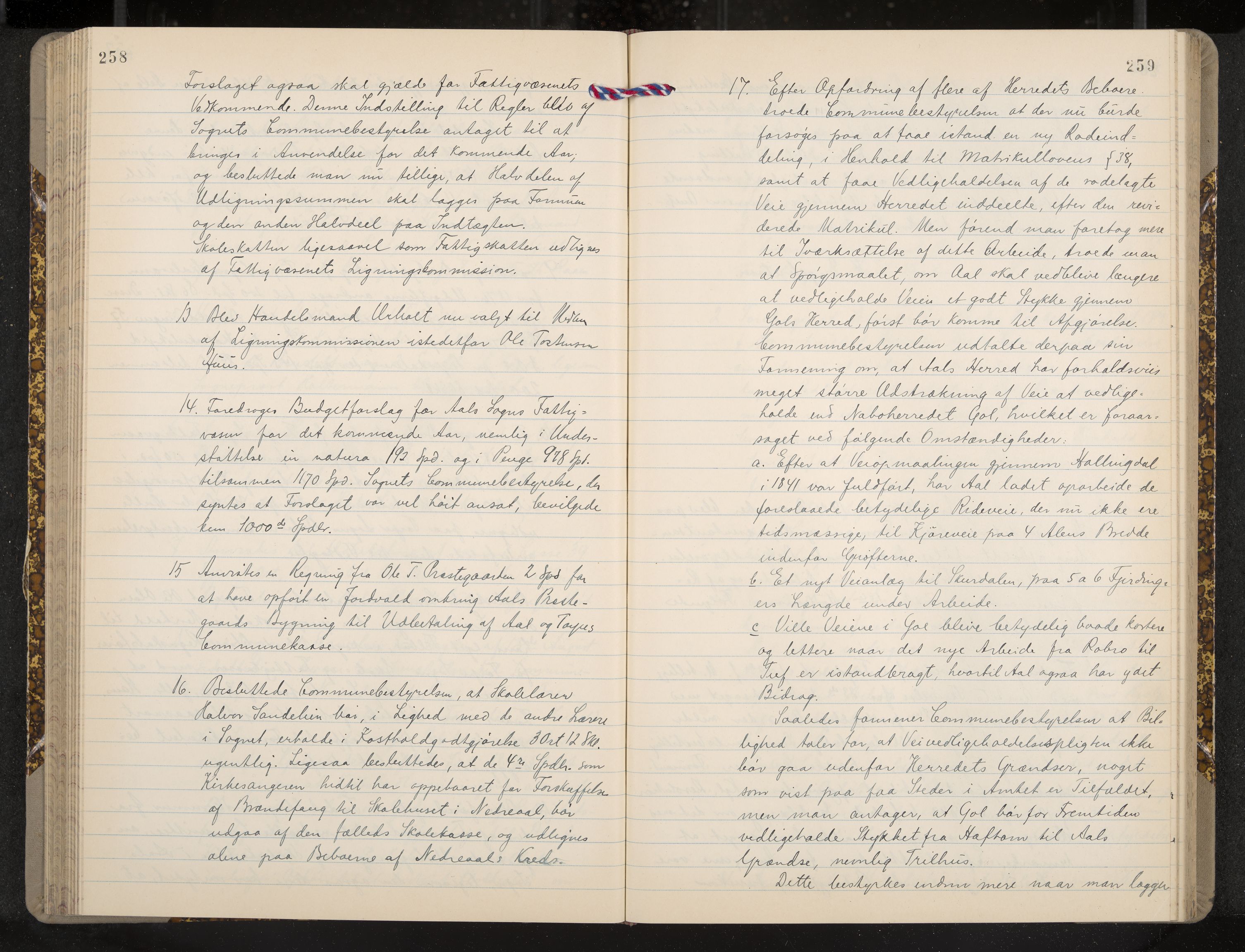 Ål formannskap og sentraladministrasjon, IKAK/0619021/A/Aa/L0003: Utskrift av møtebok, 1864-1880, p. 258-259