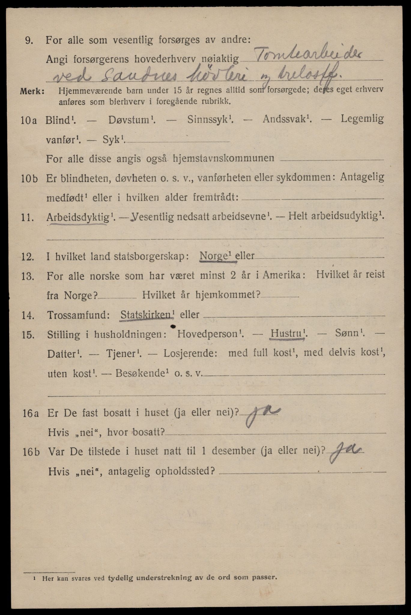 SAST, 1920 census for Sandnes, 1920, p. 3659