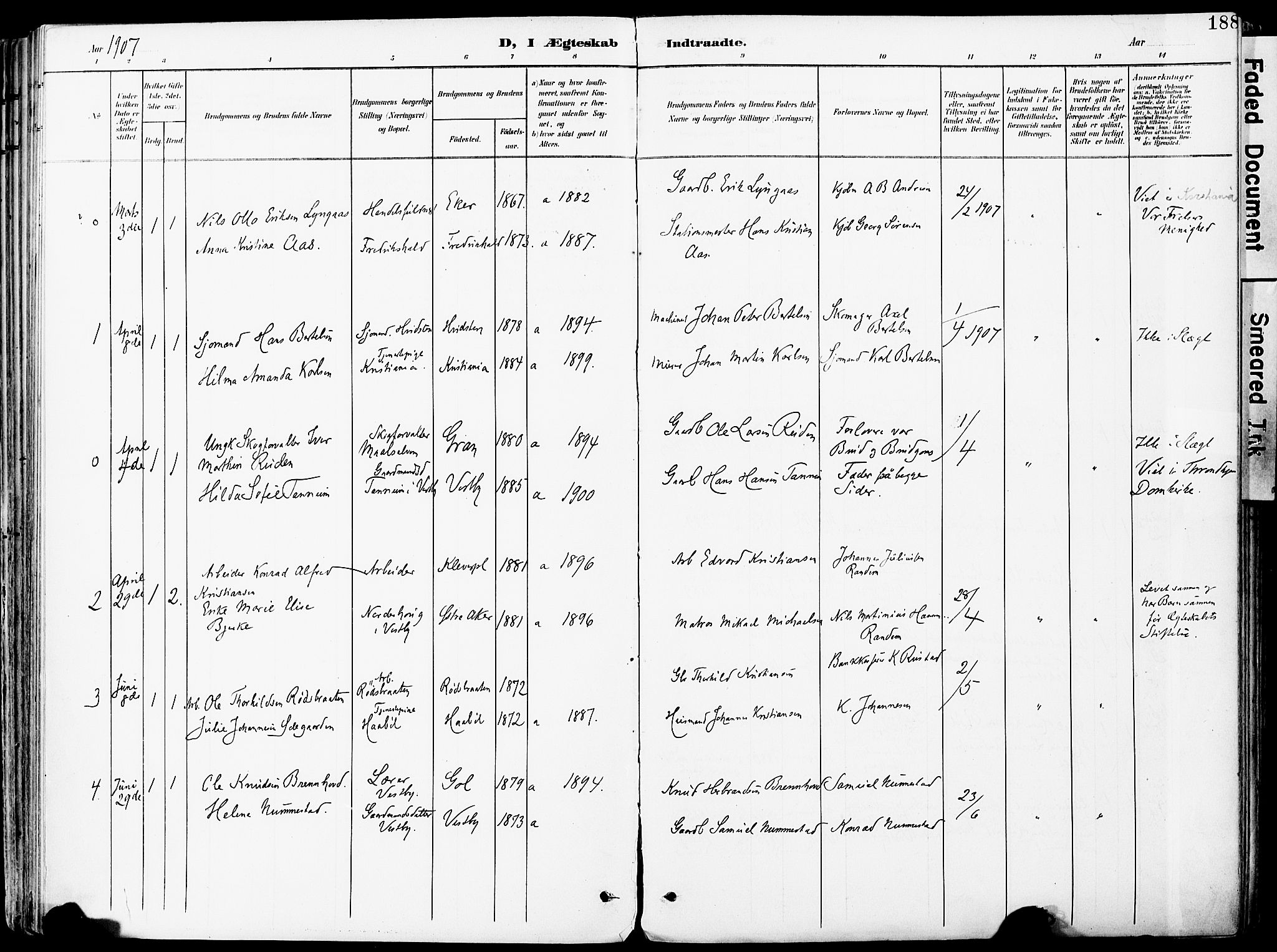 Vestby prestekontor Kirkebøker, SAO/A-10893/F/Fa/L0010: Parish register (official) no. I 10, 1900-1926, p. 188