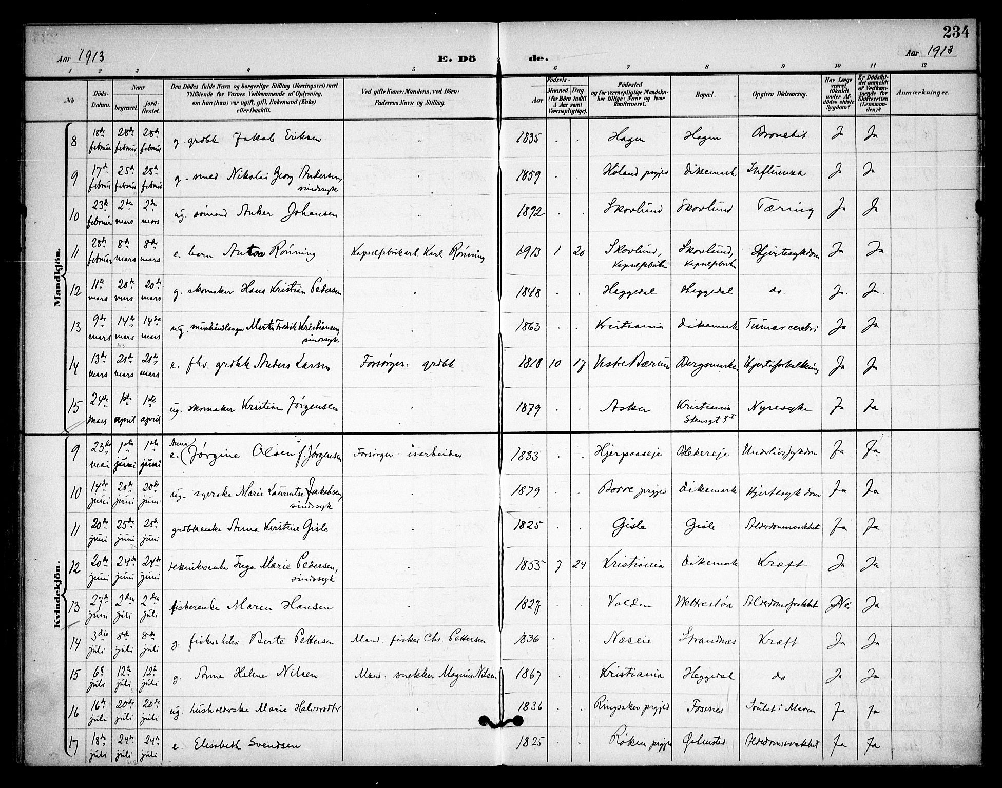 Asker prestekontor Kirkebøker, AV/SAO-A-10256a/F/Fa/L0015: Parish register (official) no. I 15, 1896-1915, p. 234