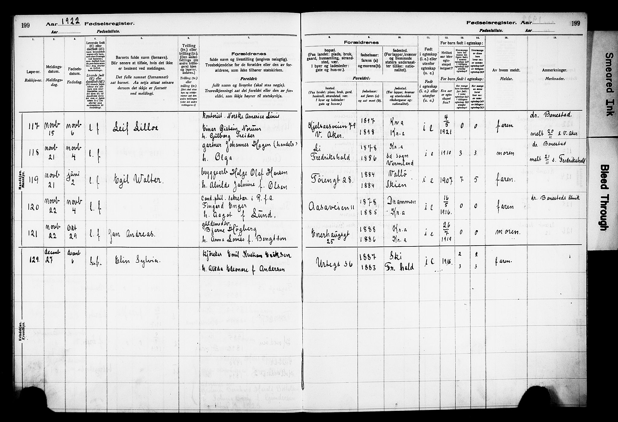 Grønland prestekontor Kirkebøker, AV/SAO-A-10848/J/Ja/L0001: Birth register no. 1, 1916-1922, p. 199