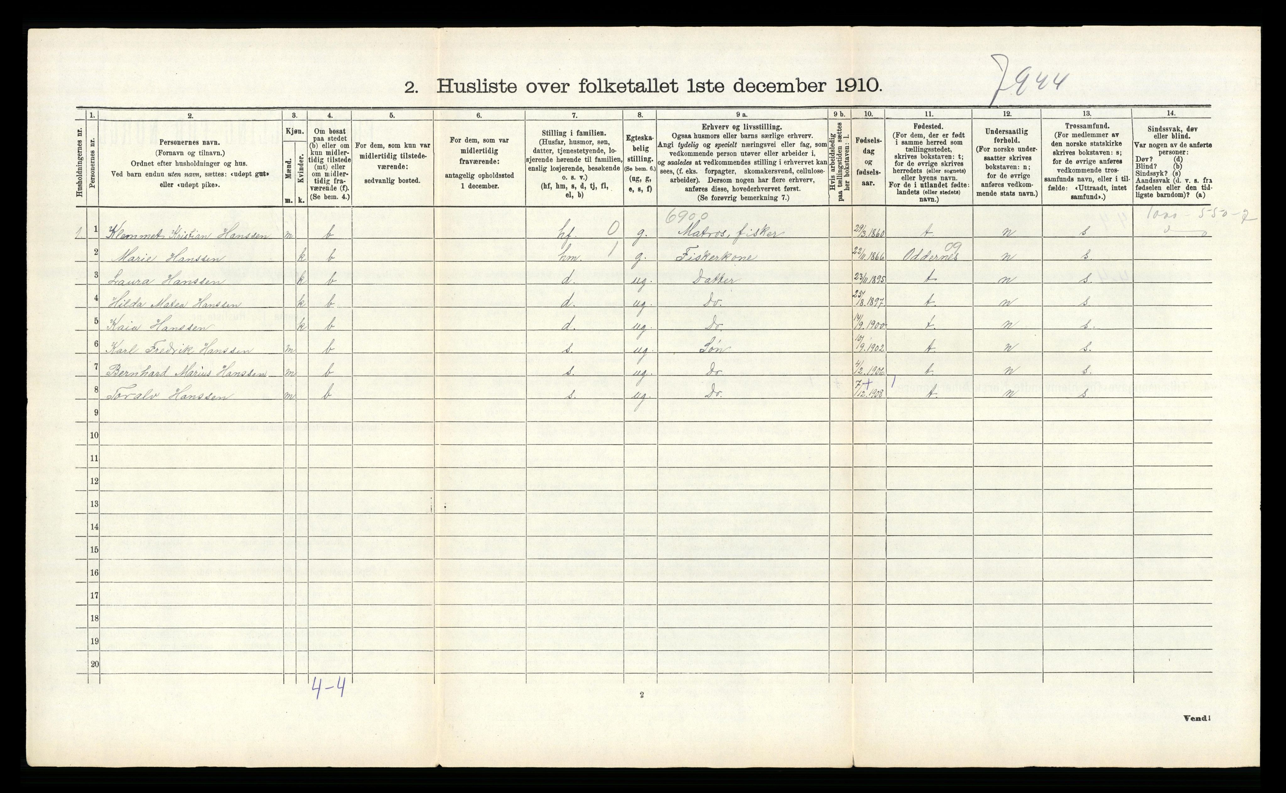 RA, 1910 census for Tromøy, 1910, p. 837