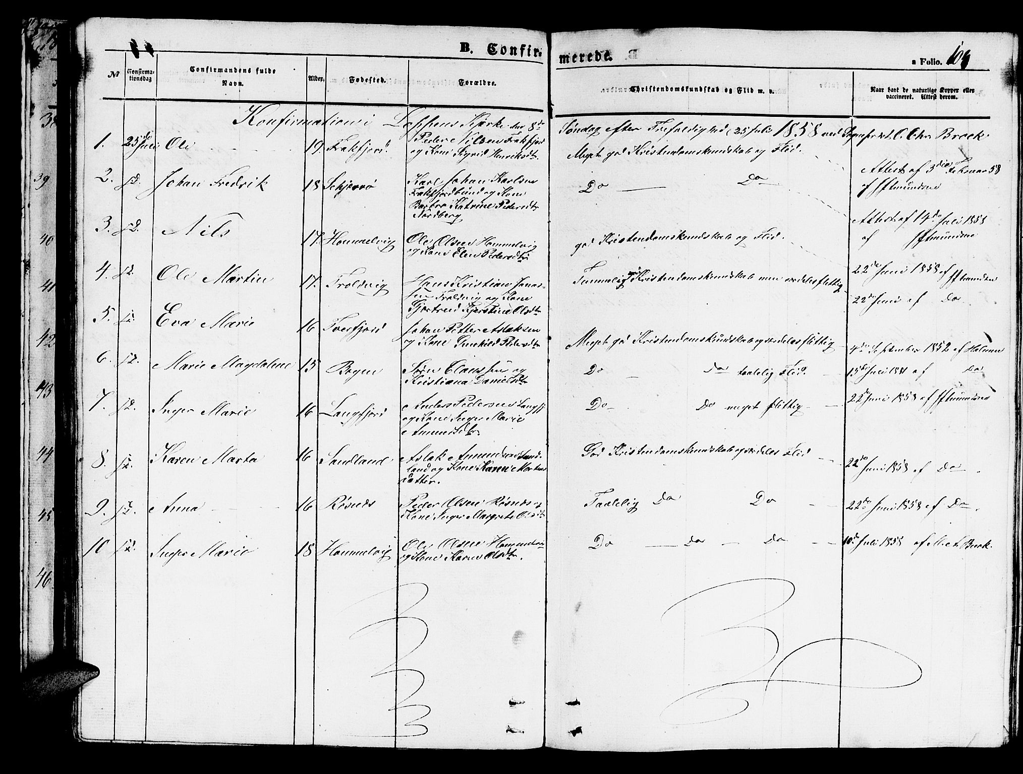 Loppa sokneprestkontor, SATØ/S-1339/H/Hb/L0002klokker: Parish register (copy) no. 2, 1850-1880, p. 104