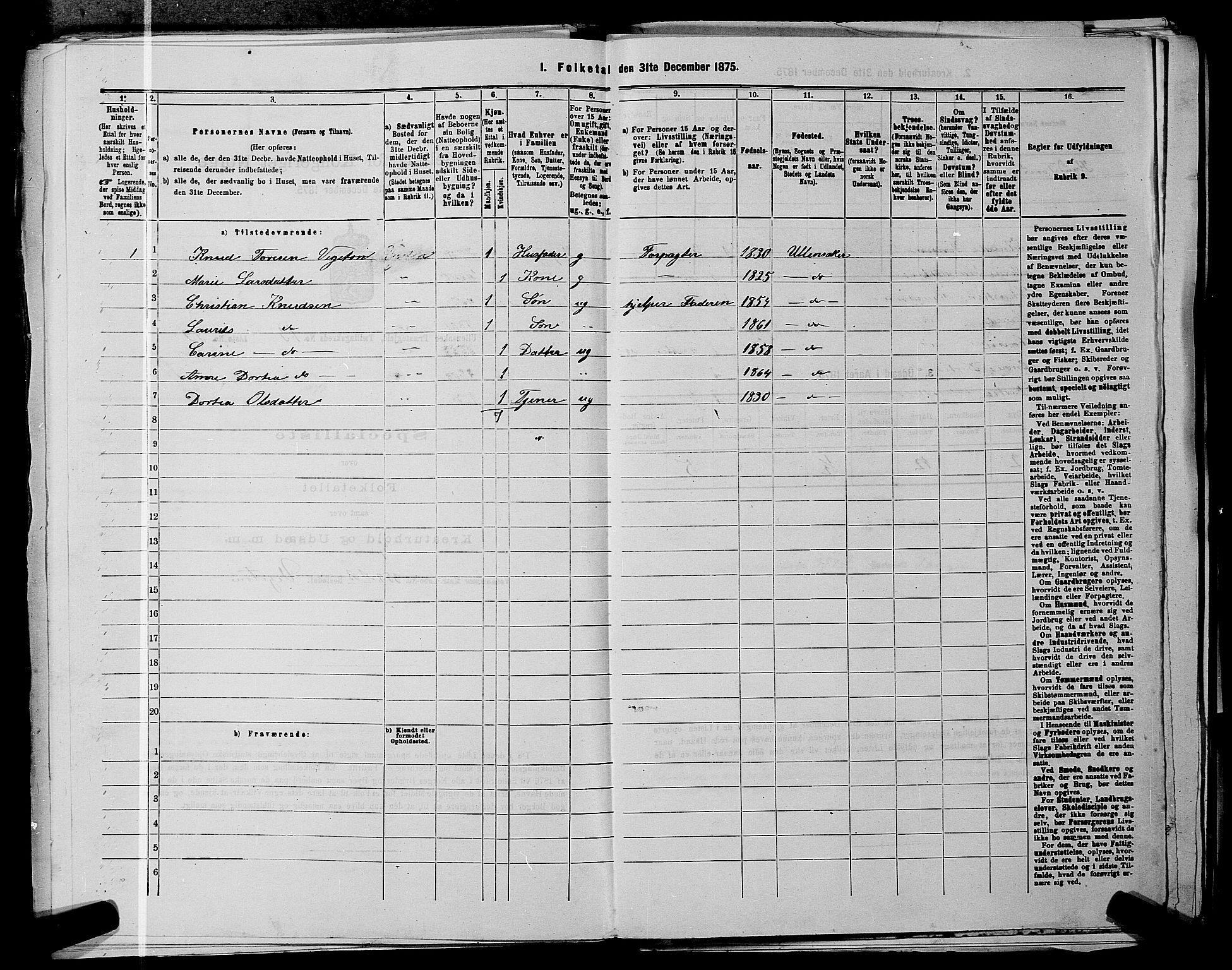 RA, 1875 census for 0235P Ullensaker, 1875, p. 1982