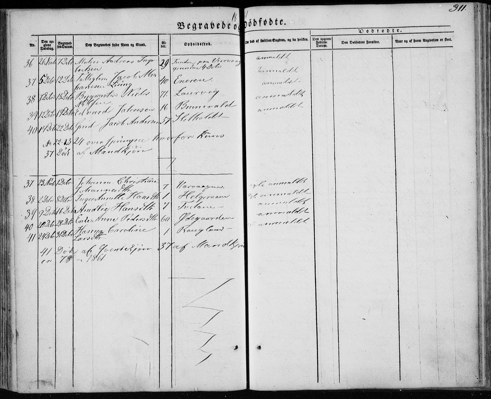 Brunlanes kirkebøker, AV/SAKO-A-342/F/Fa/L0004: Parish register (official) no. I 4, 1846-1862, p. 311