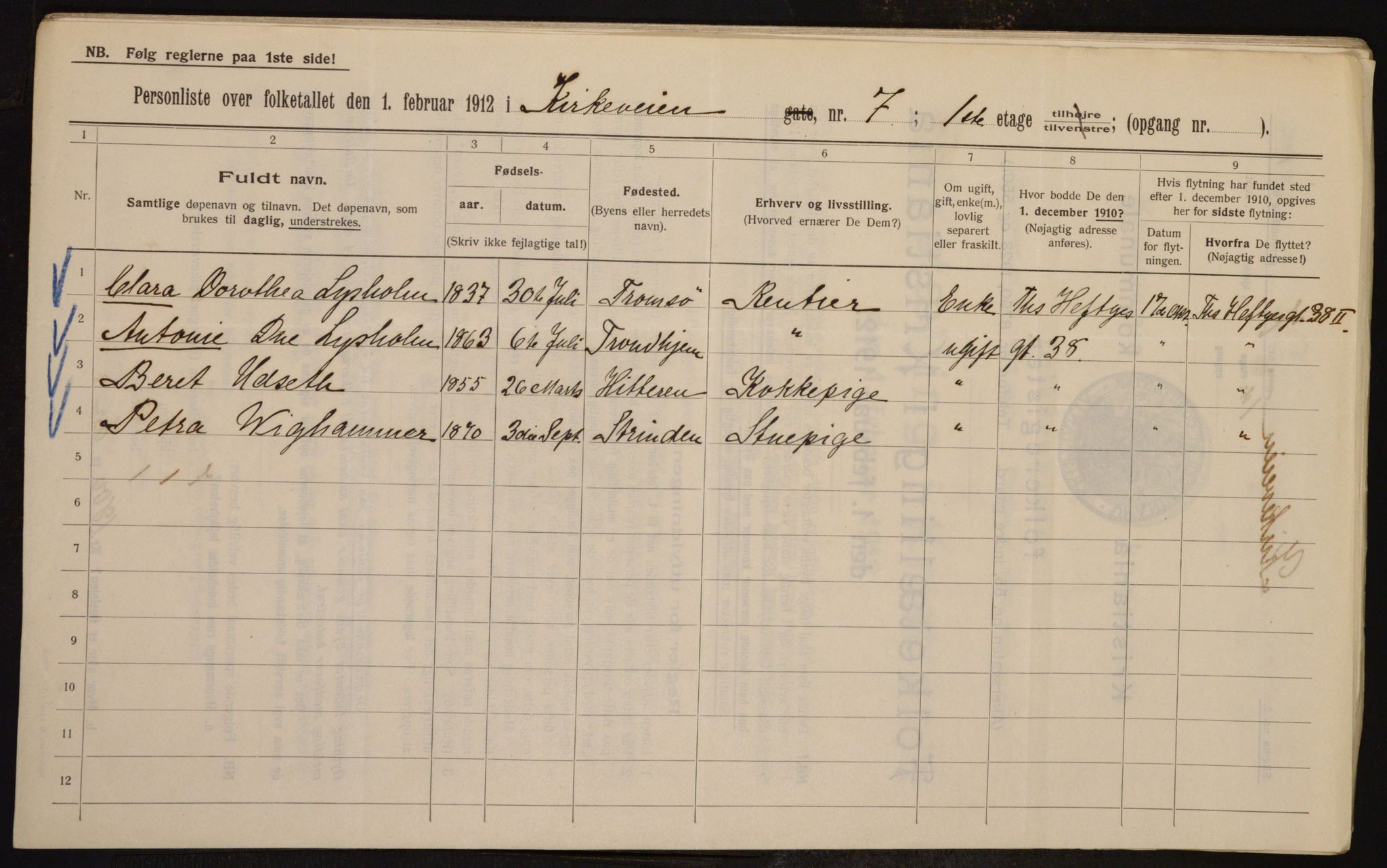 OBA, Municipal Census 1912 for Kristiania, 1912, p. 51131