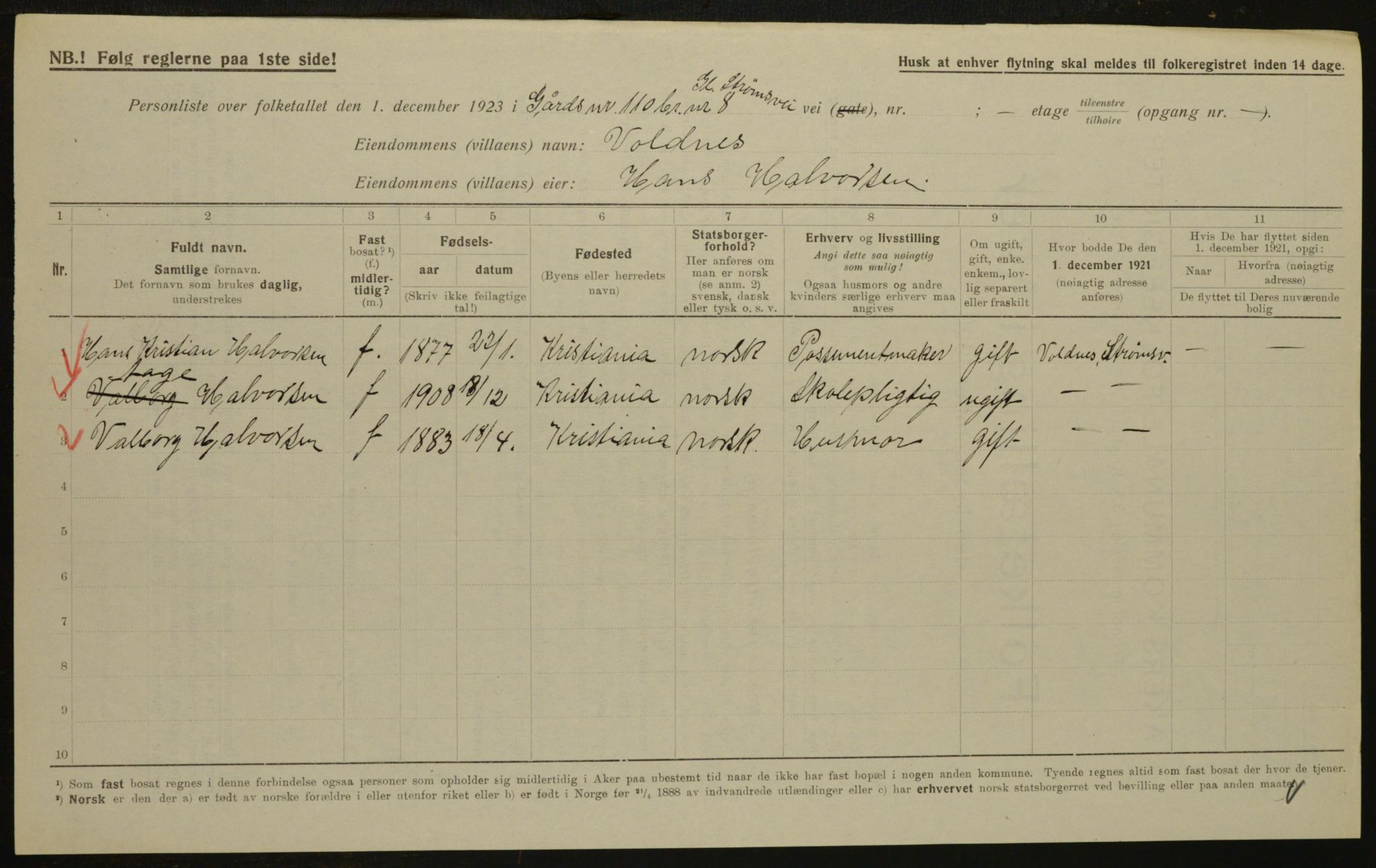 , Municipal Census 1923 for Aker, 1923, p. 32742