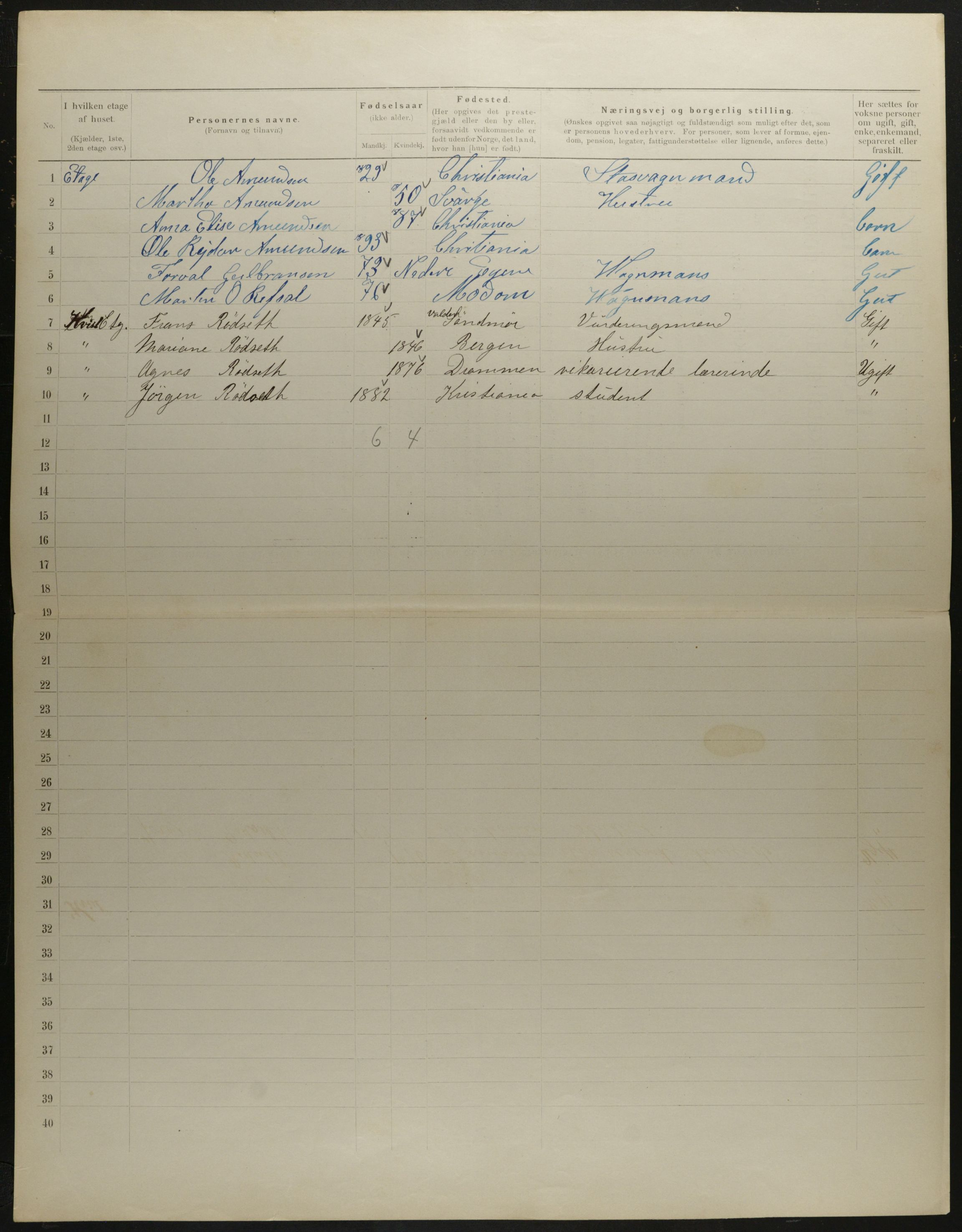 OBA, Municipal Census 1901 for Kristiania, 1901, p. 6444