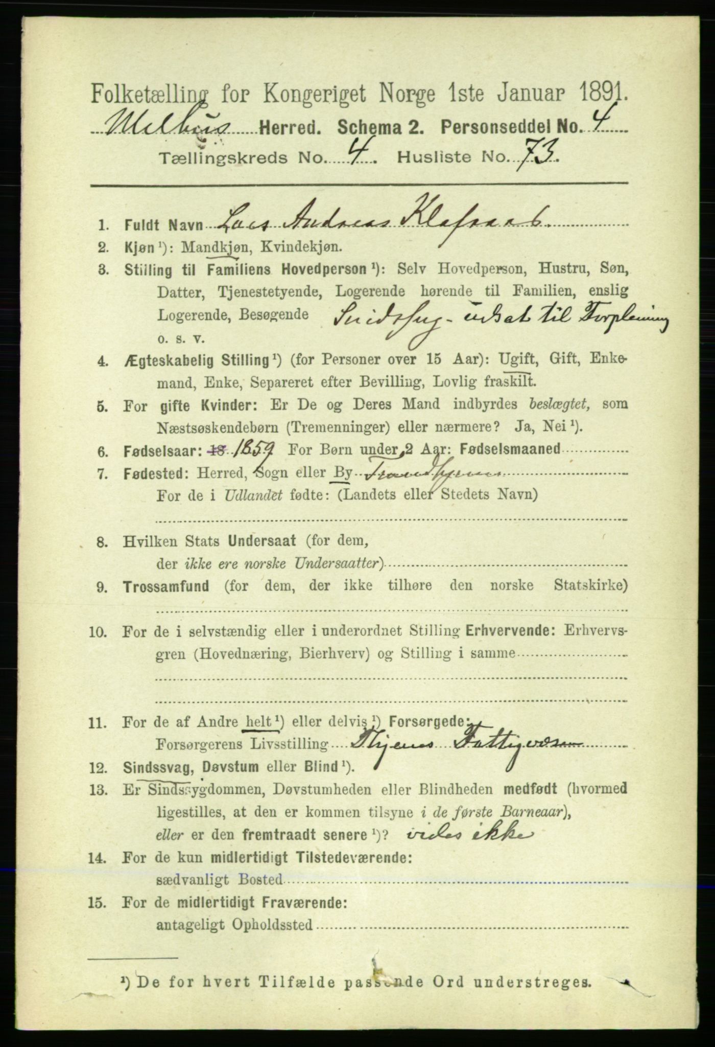 RA, 1891 census for 1653 Melhus, 1891, p. 2349