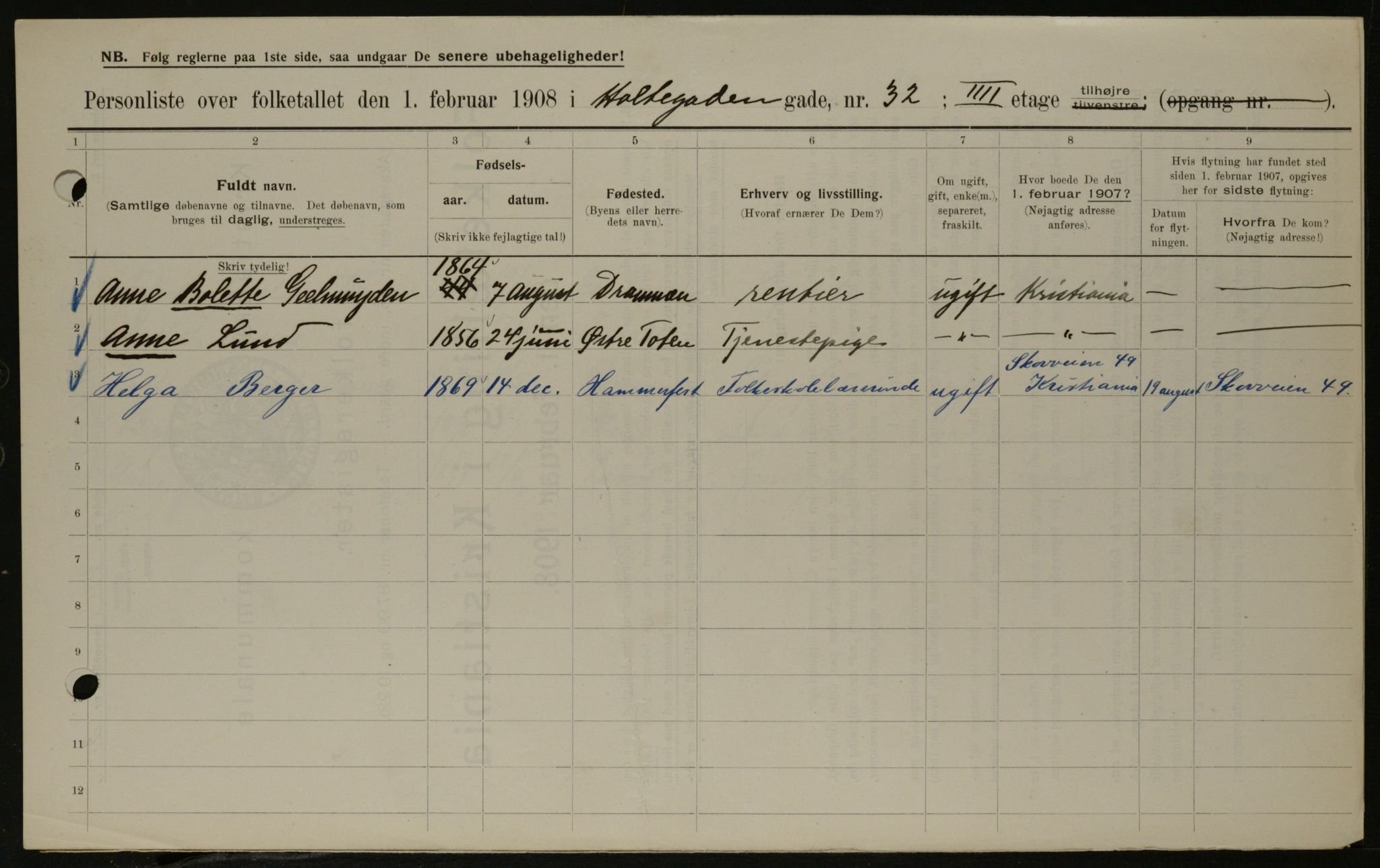 OBA, Municipal Census 1908 for Kristiania, 1908, p. 37223