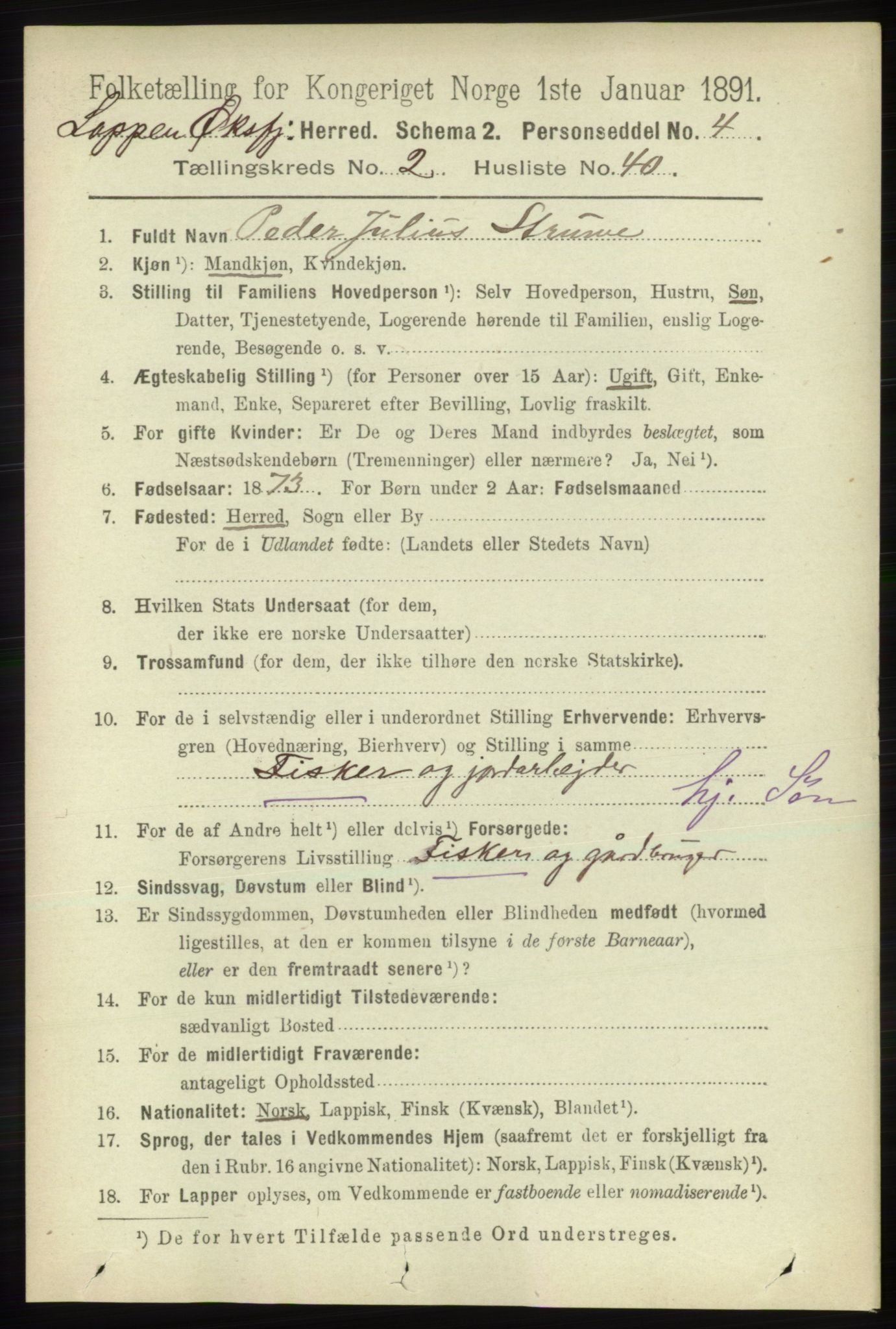 RA, 1891 census for 2014 Loppa, 1891, p. 641