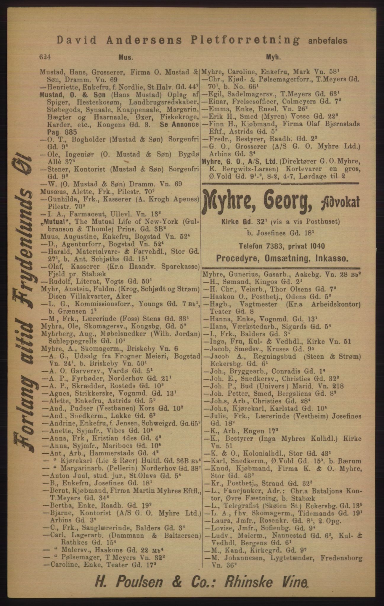 Kristiania/Oslo adressebok, PUBL/-, 1905, p. 624