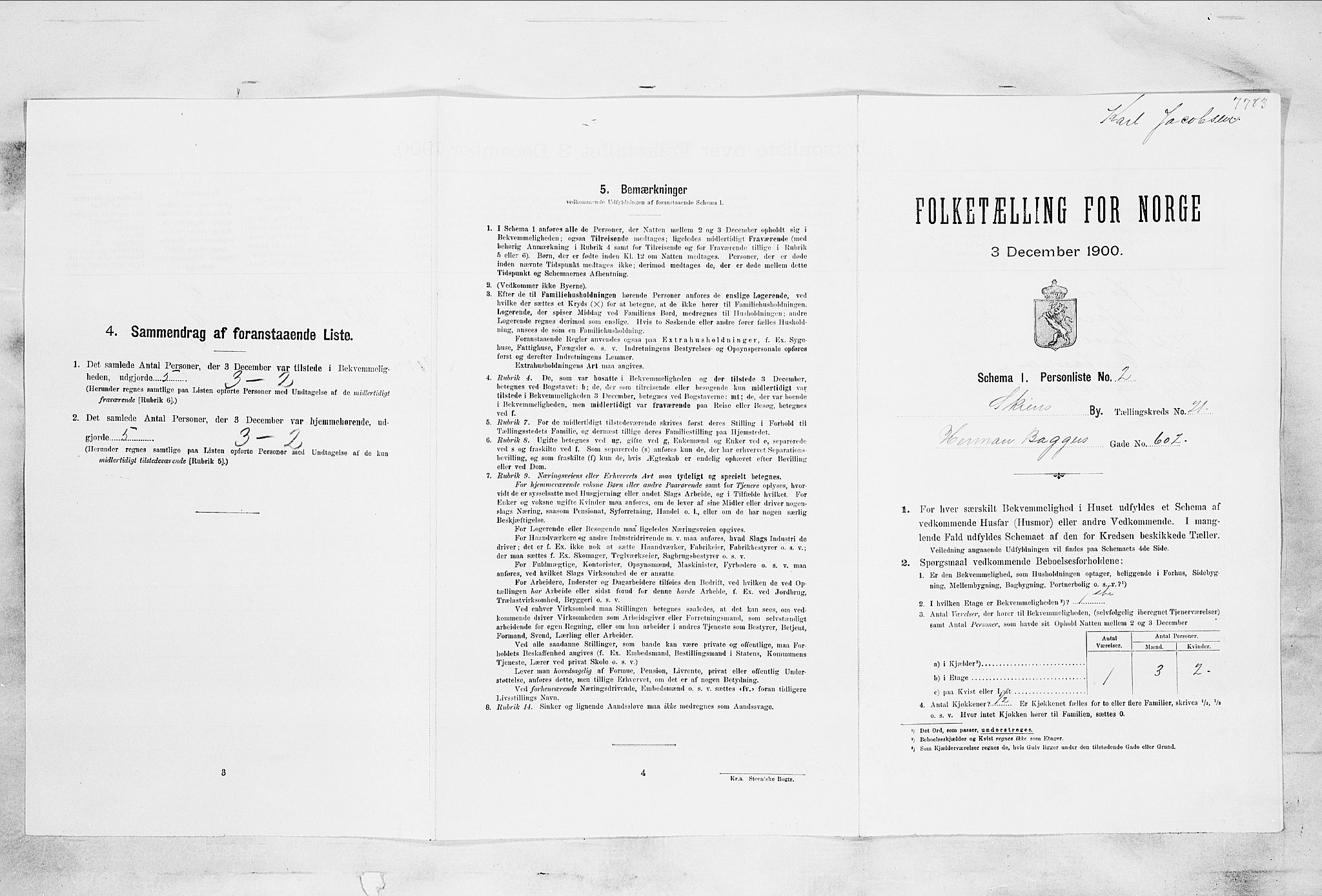 SAKO, 1900 census for Skien, 1900, p. 3753