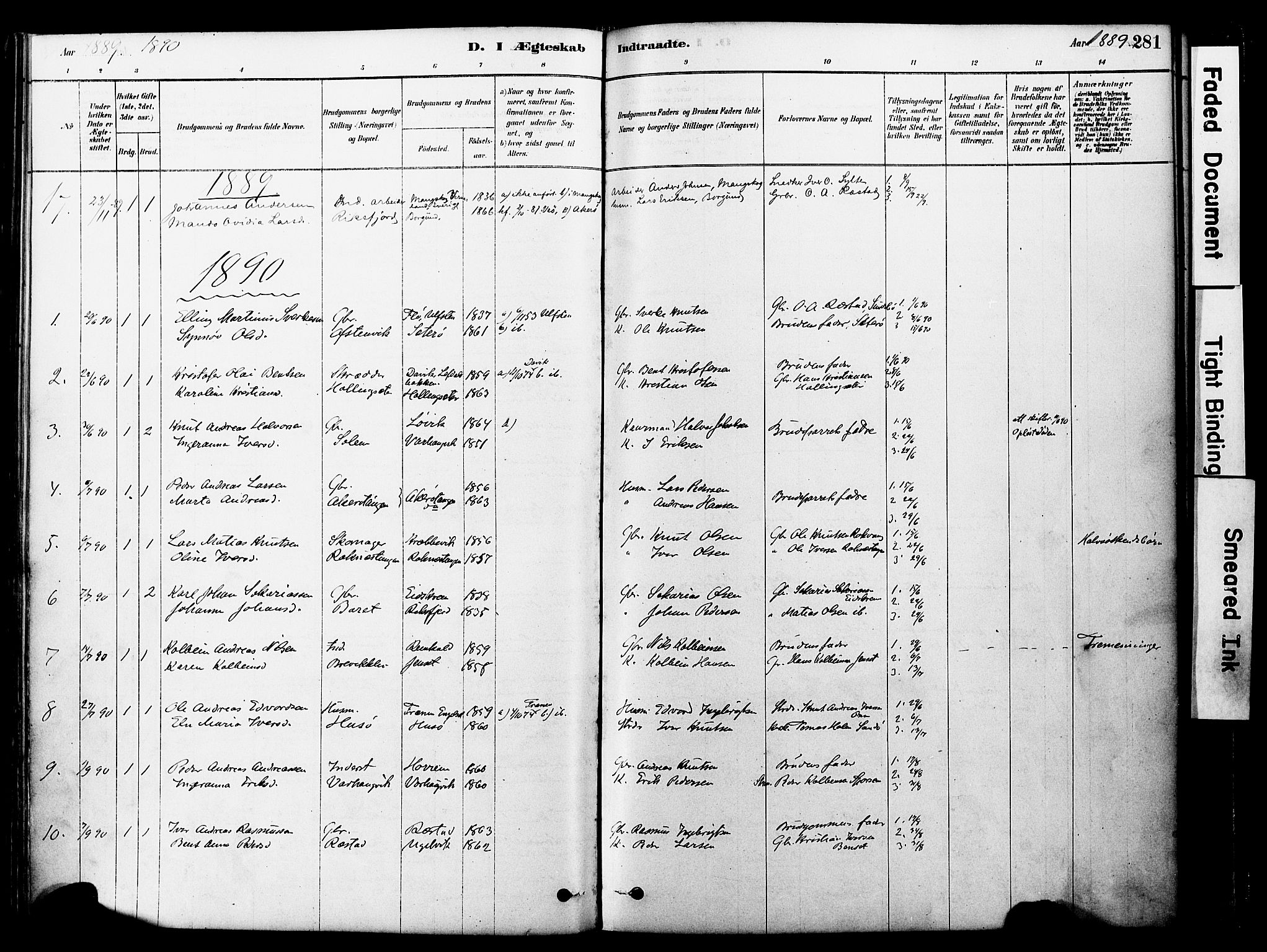 Ministerialprotokoller, klokkerbøker og fødselsregistre - Møre og Romsdal, SAT/A-1454/560/L0721: Parish register (official) no. 560A05, 1878-1917, p. 281