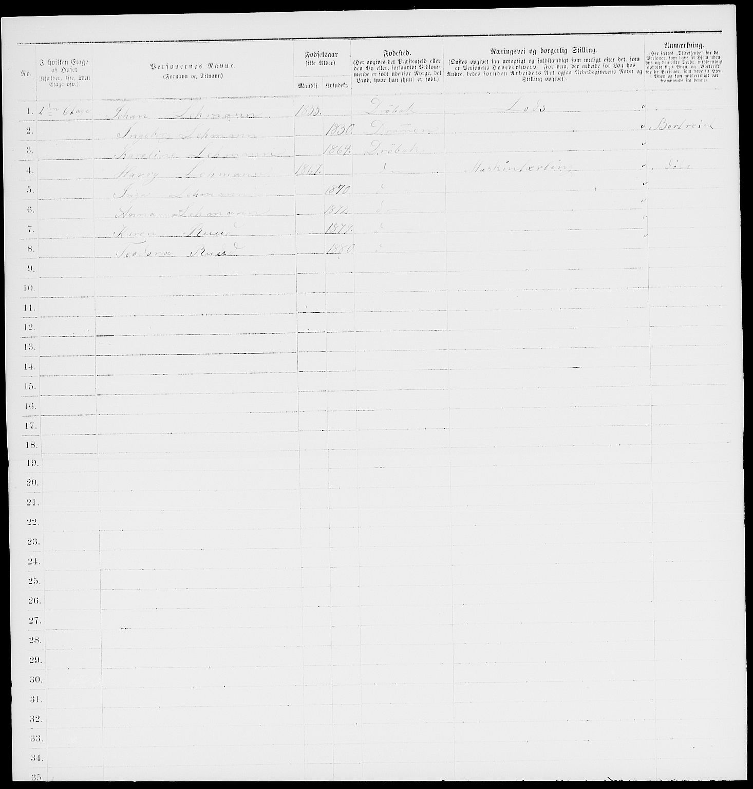 RA, 1885 census for 0203 Drøbak, 1885, p. 13