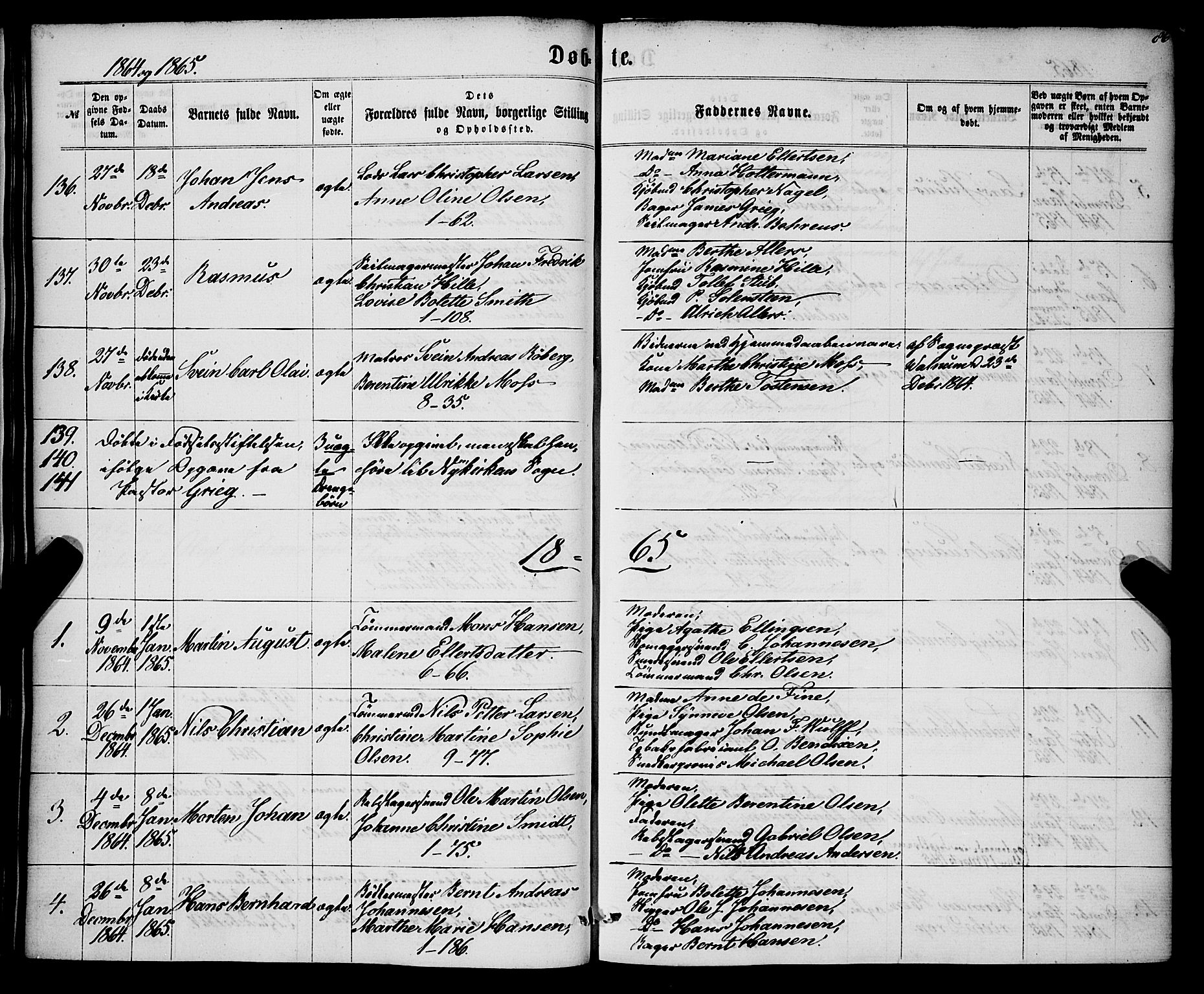 Nykirken Sokneprestembete, AV/SAB-A-77101/H/Haa/L0015: Parish register (official) no. B 2, 1858-1869, p. 86