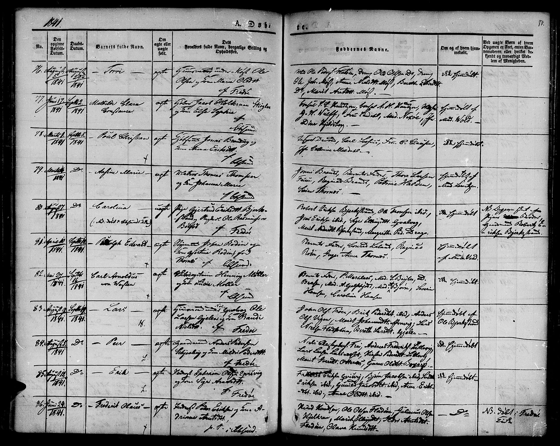 Ministerialprotokoller, klokkerbøker og fødselsregistre - Møre og Romsdal, SAT/A-1454/572/L0843: Parish register (official) no. 572A06, 1832-1842, p. 80