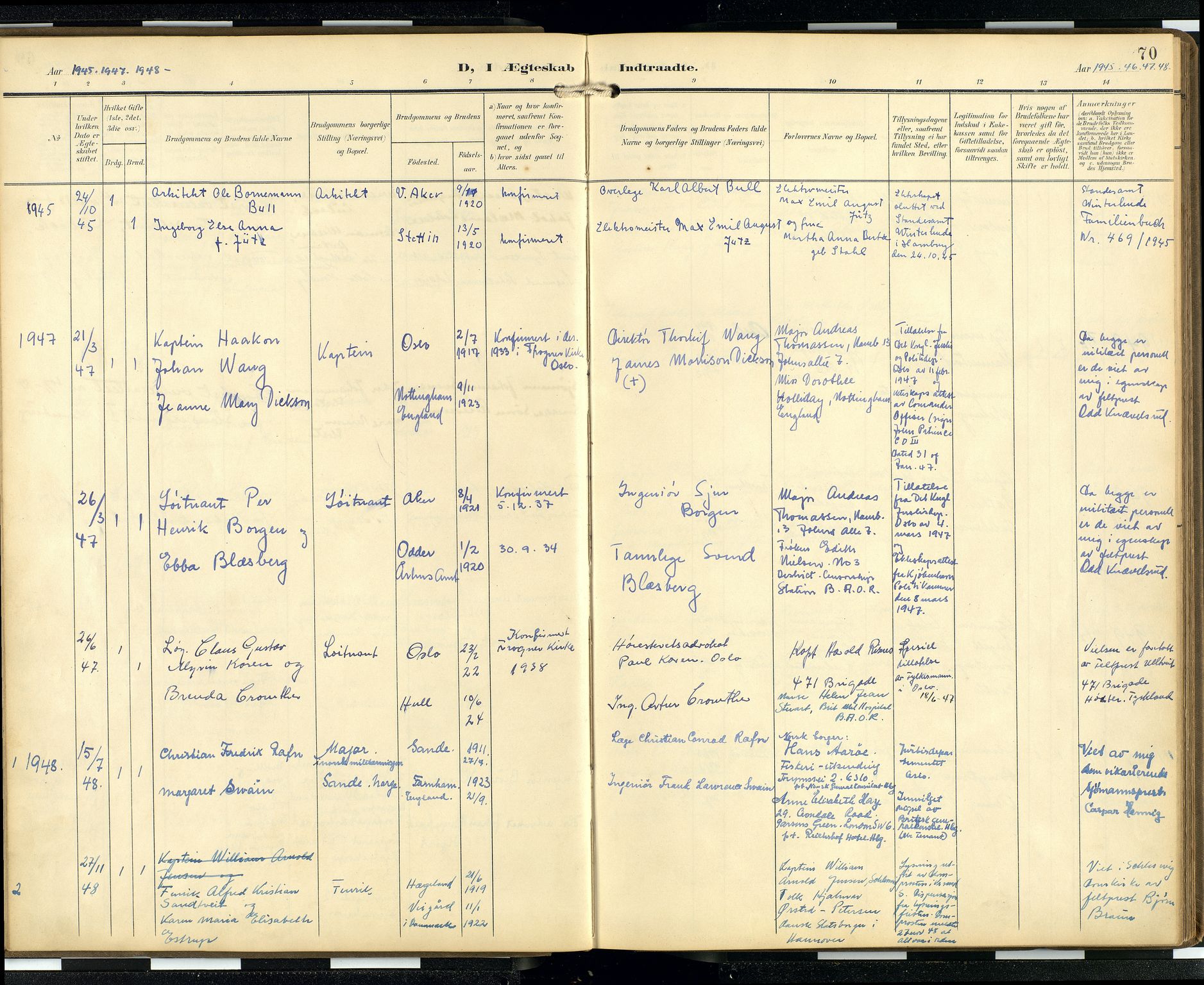 Den norske sjømannsmisjon i utlandet/Hamburg, AV/SAB-SAB/PA-0107/H/Ha/L0001: Parish register (official) no. A 1, 1907-1951, p. 69b-70a