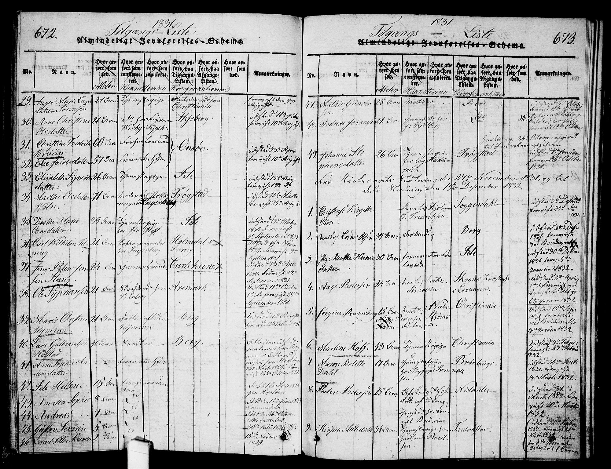 Halden prestekontor Kirkebøker, SAO/A-10909/G/Ga/L0001: Parish register (copy) no. 1, 1815-1833, p. 672-673