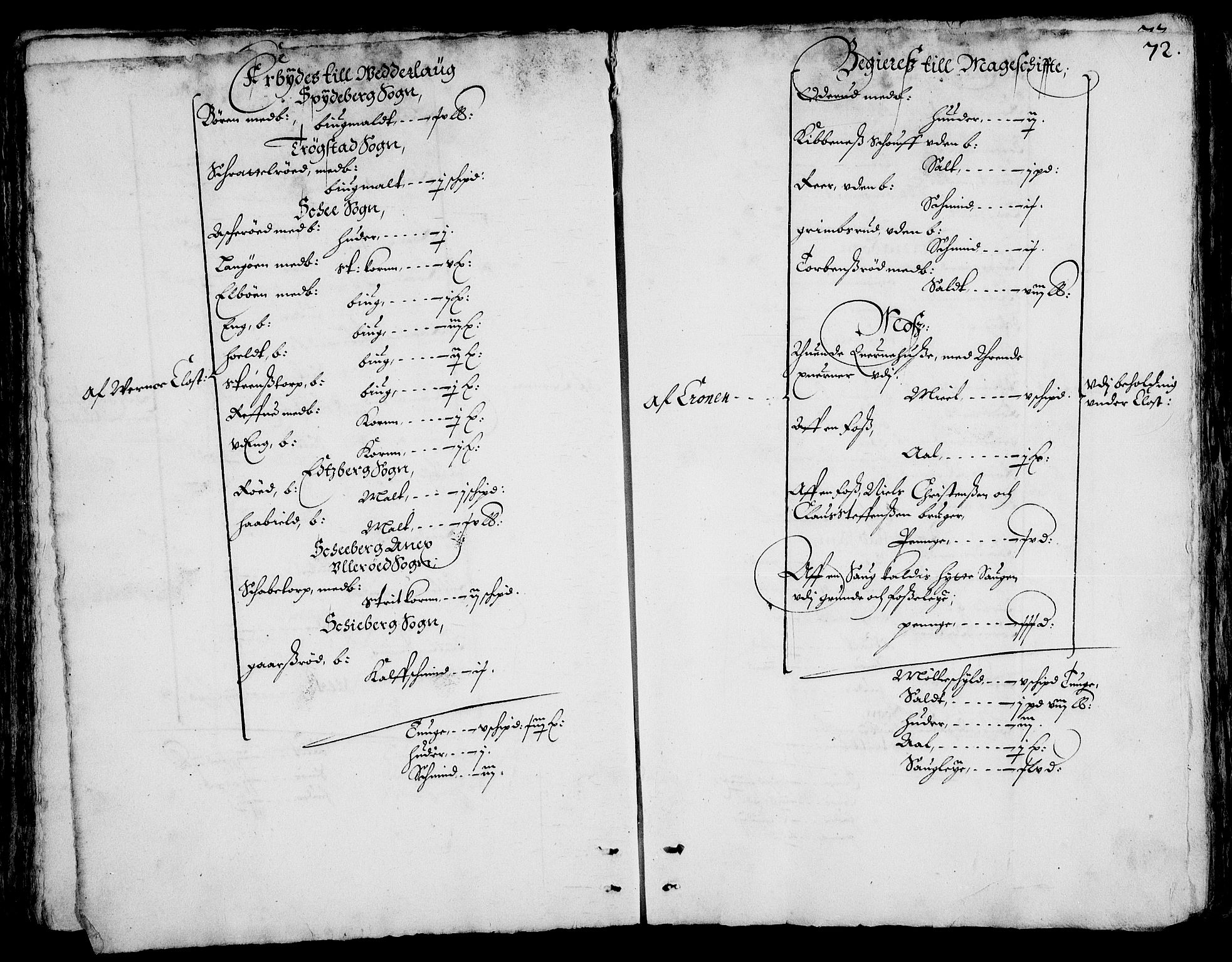 Rentekammeret inntil 1814, Realistisk ordnet avdeling, AV/RA-EA-4070/On/L0001/0002: Statens gods / [Jj 2]: Jordebok og forklaring over atkomstene til Hannibal Sehesteds gods, 1651, p. 71b-72a