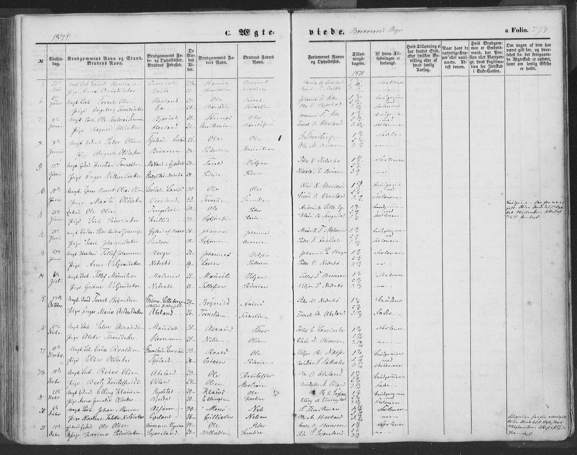 Helleland sokneprestkontor, SAST/A-101810: Parish register (official) no. A 7.1, 1863-1886, p. 294