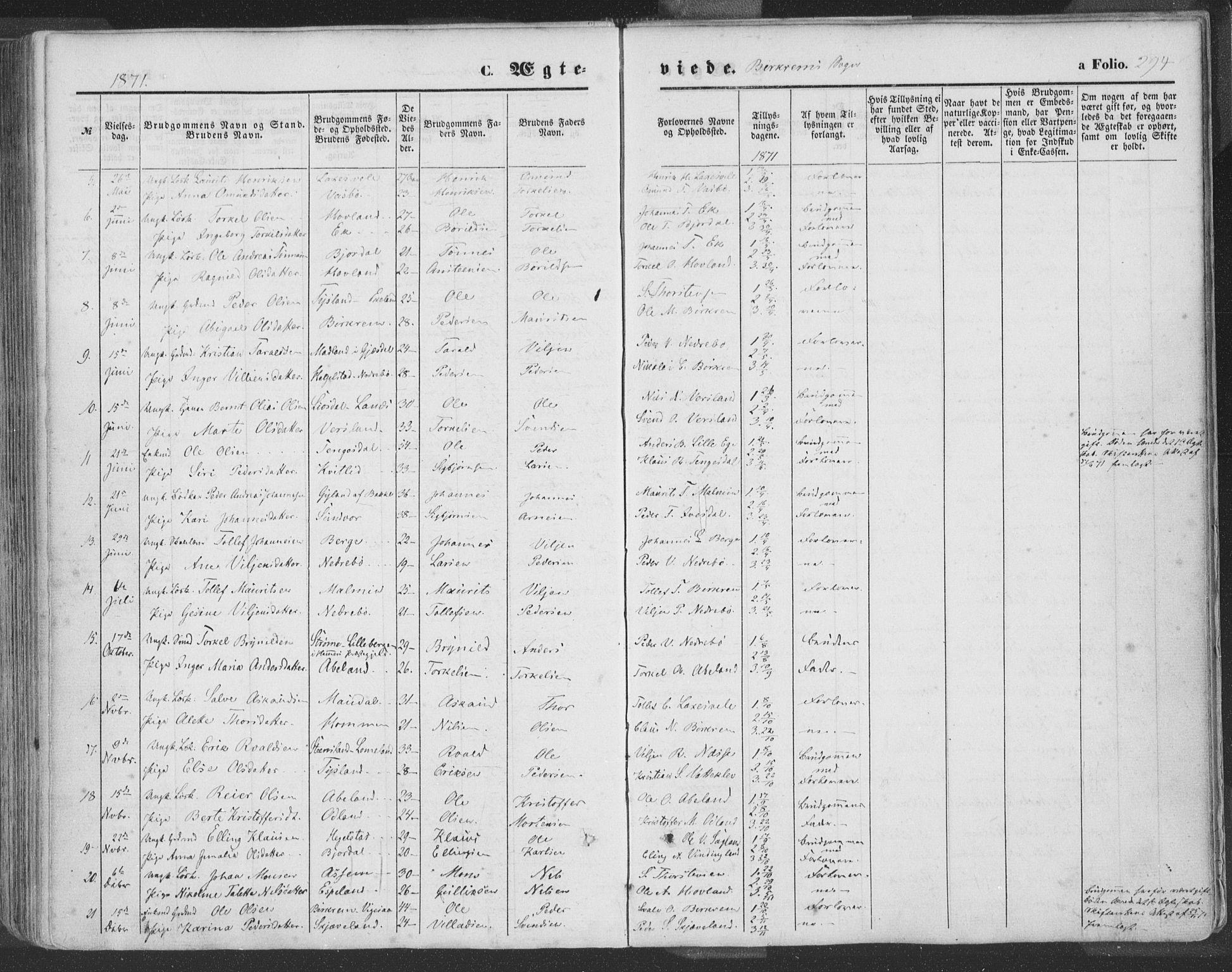 Helleland sokneprestkontor, AV/SAST-A-101810: Parish register (official) no. A 7.1, 1863-1886, p. 294