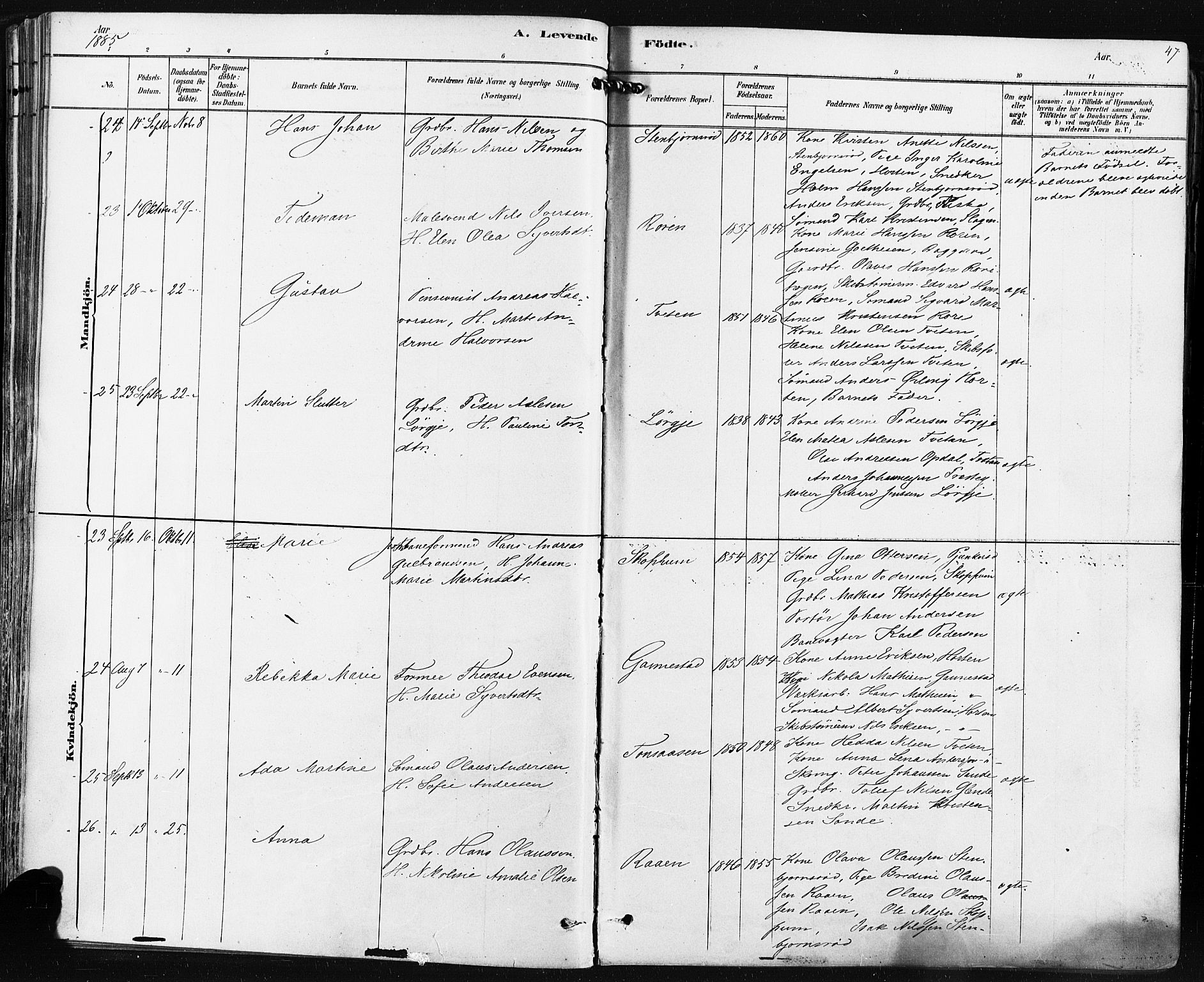 Borre kirkebøker, AV/SAKO-A-338/F/Fa/L0009: Parish register (official) no. I 9, 1878-1896, p. 47