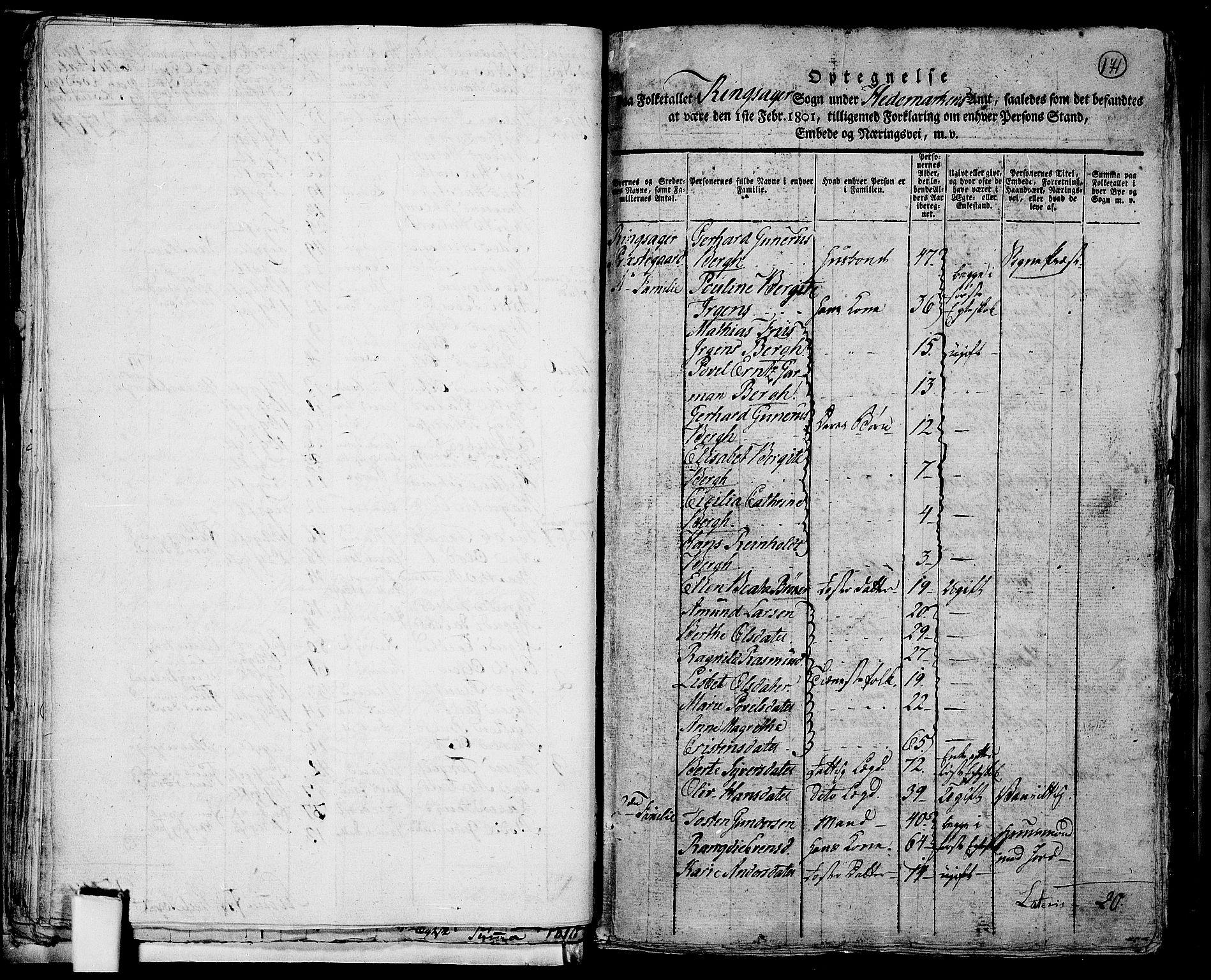 RA, 1801 census for 0412P Ringsaker, 1801, p. 170b-171a
