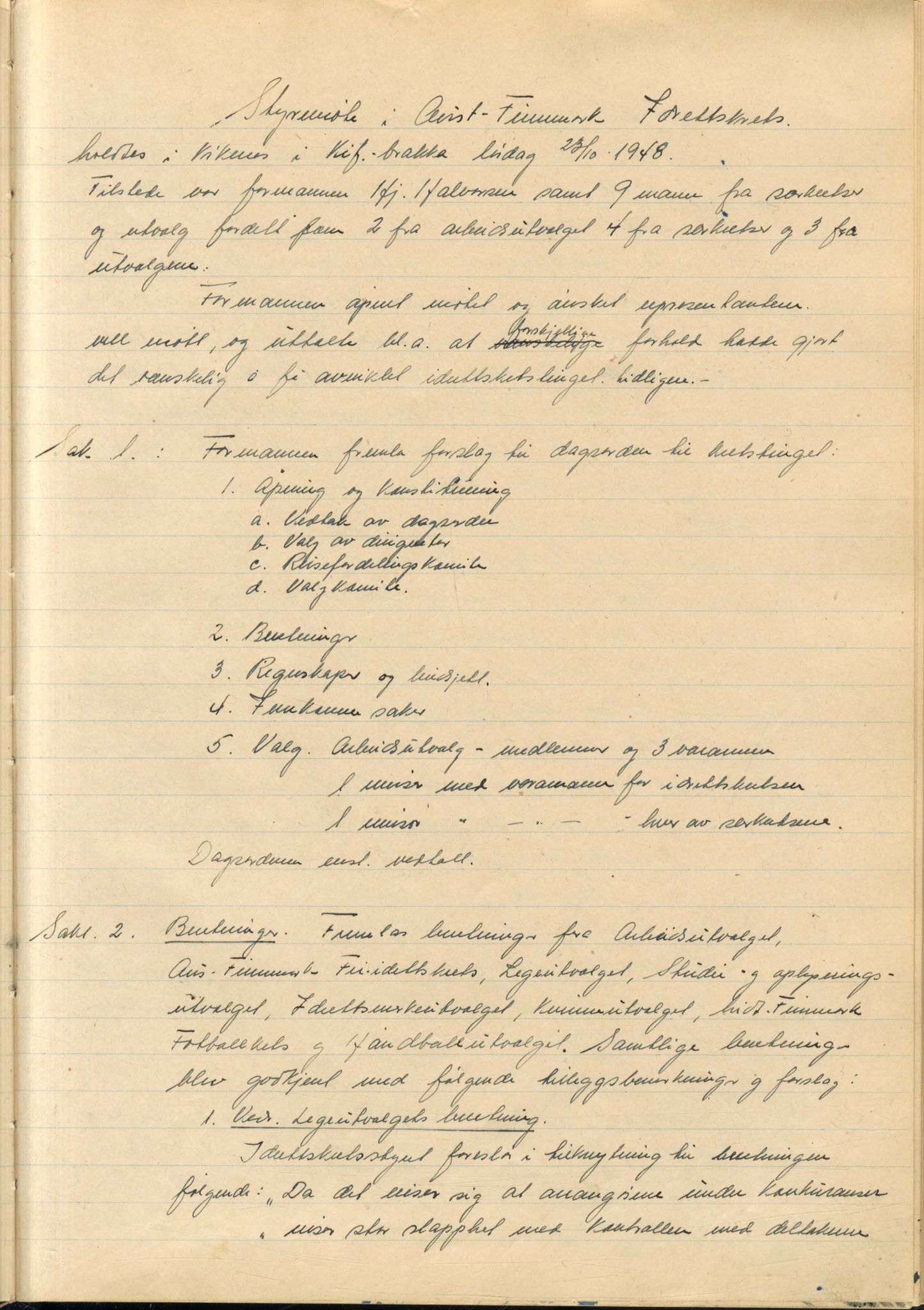 Aust-Finnmark Idrettskrets , FMFB/A-1041/A/L0001: Møteprotokoll for interimstyre, 1945-1951, p. 114