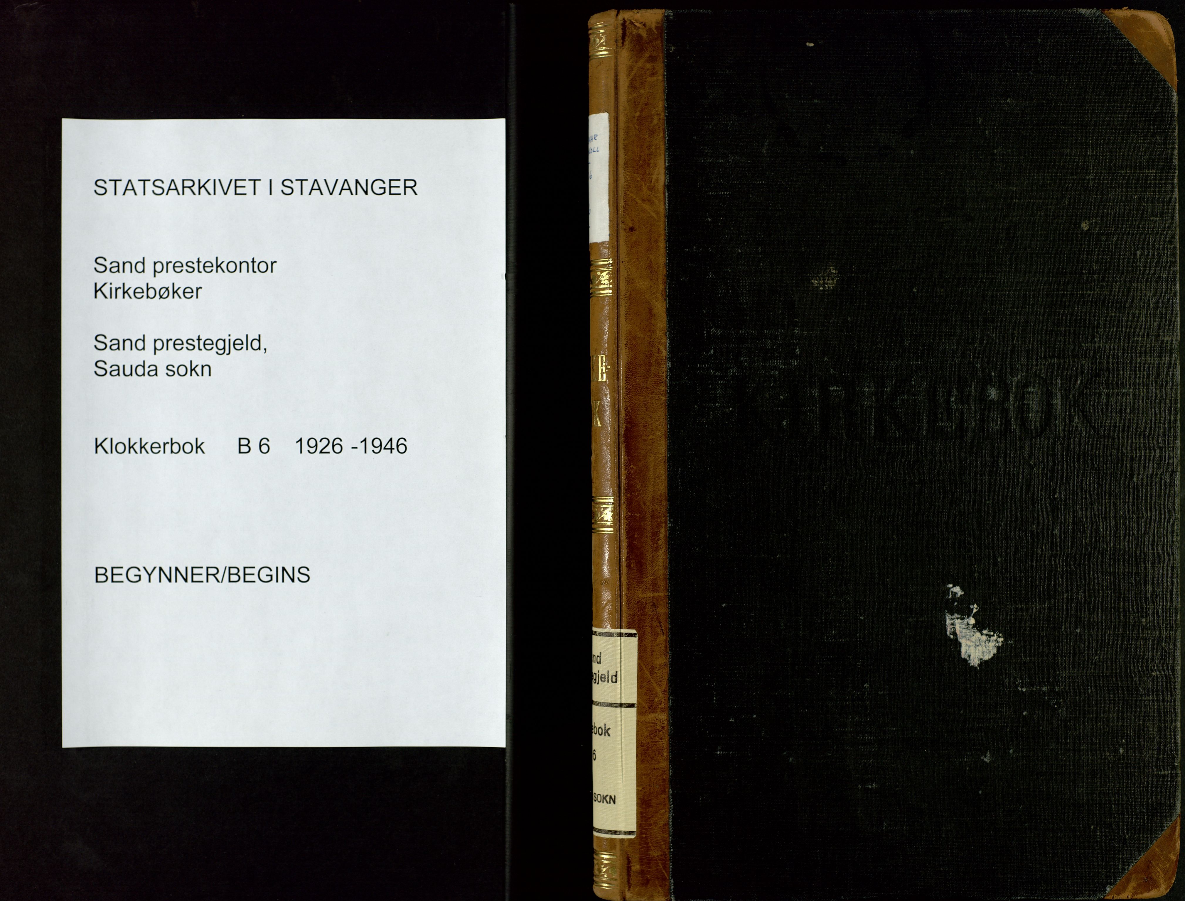 Sand sokneprestkontor, SAST/A-101848/03/C/L0002: Parish register (copy) no. B 6, 1926-1946
