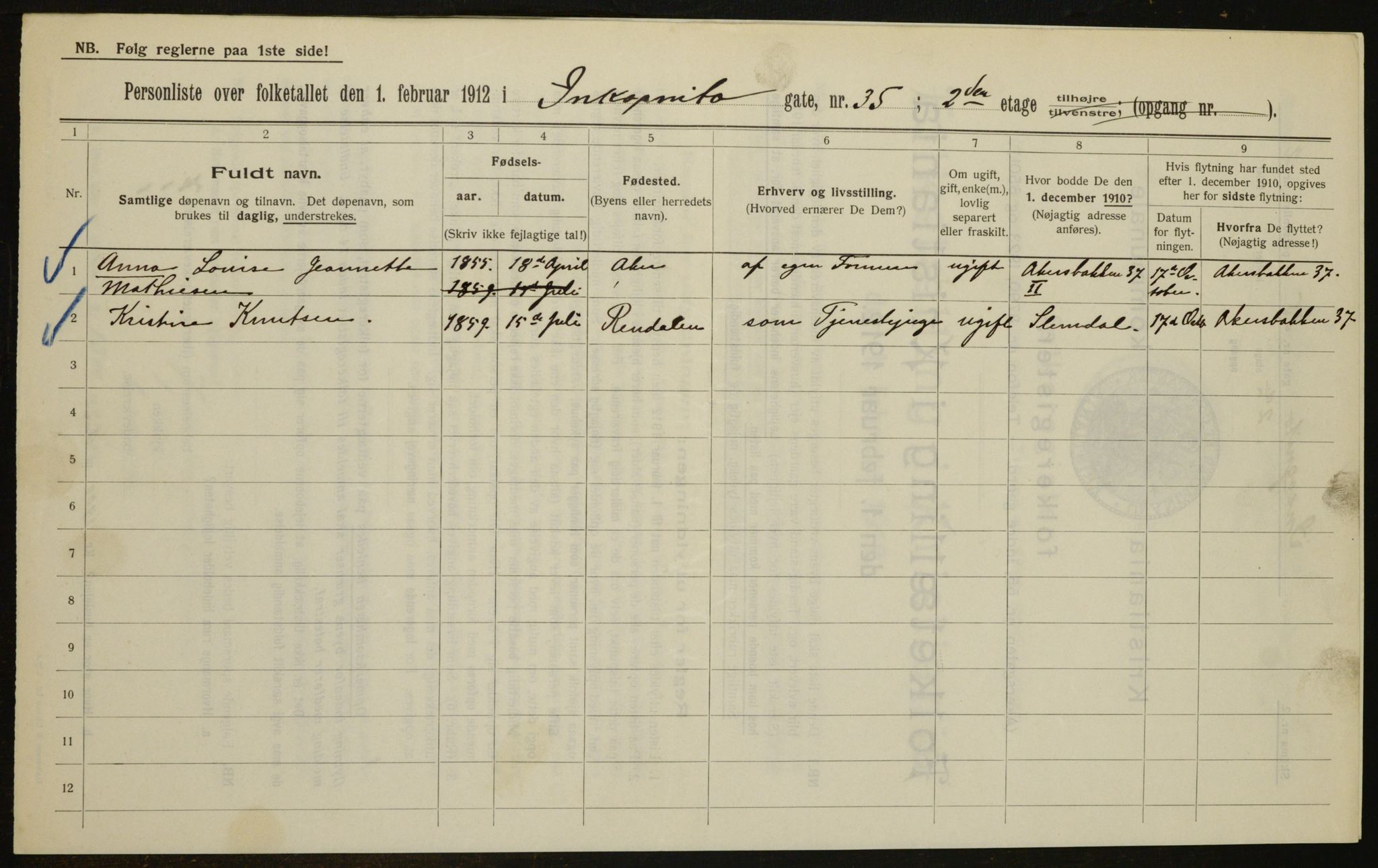 OBA, Municipal Census 1912 for Kristiania, 1912, p. 44714