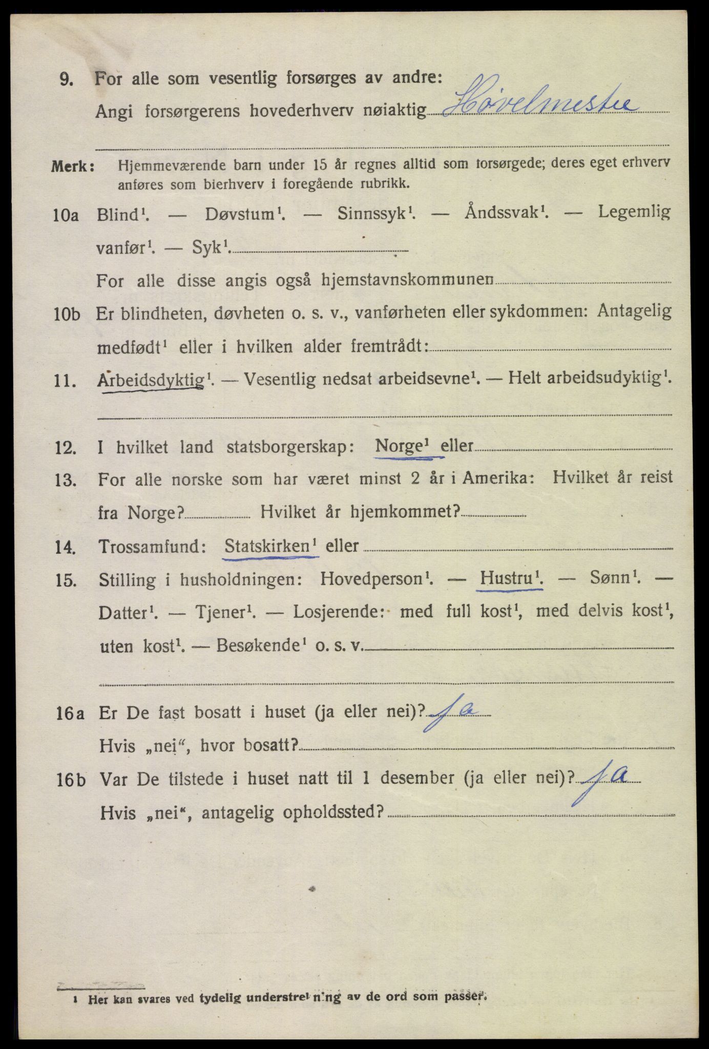 SAK, 1920 census for Oddernes, 1920, p. 9624