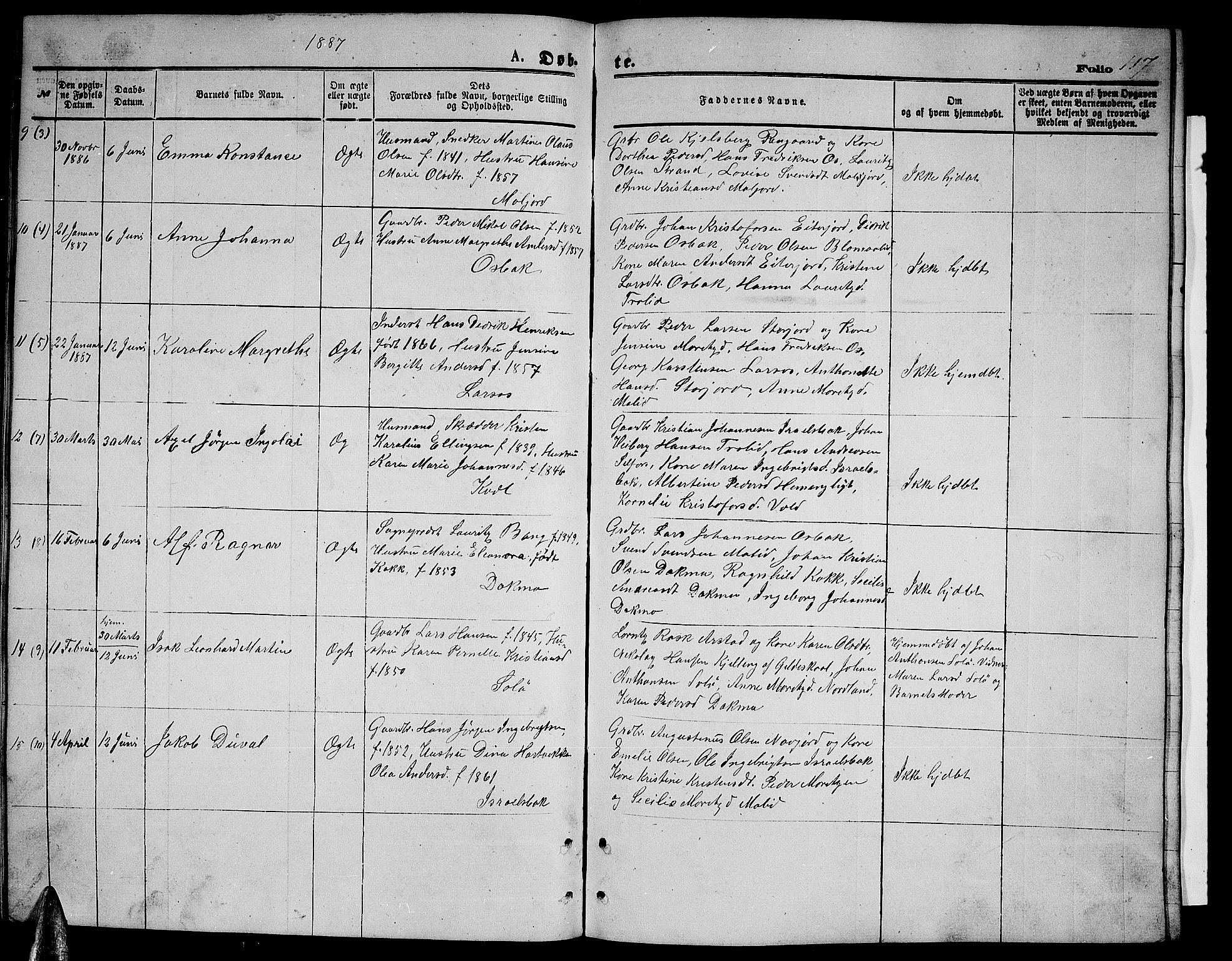 Ministerialprotokoller, klokkerbøker og fødselsregistre - Nordland, AV/SAT-A-1459/846/L0653: Parish register (copy) no. 846C03, 1872-1887, p. 117