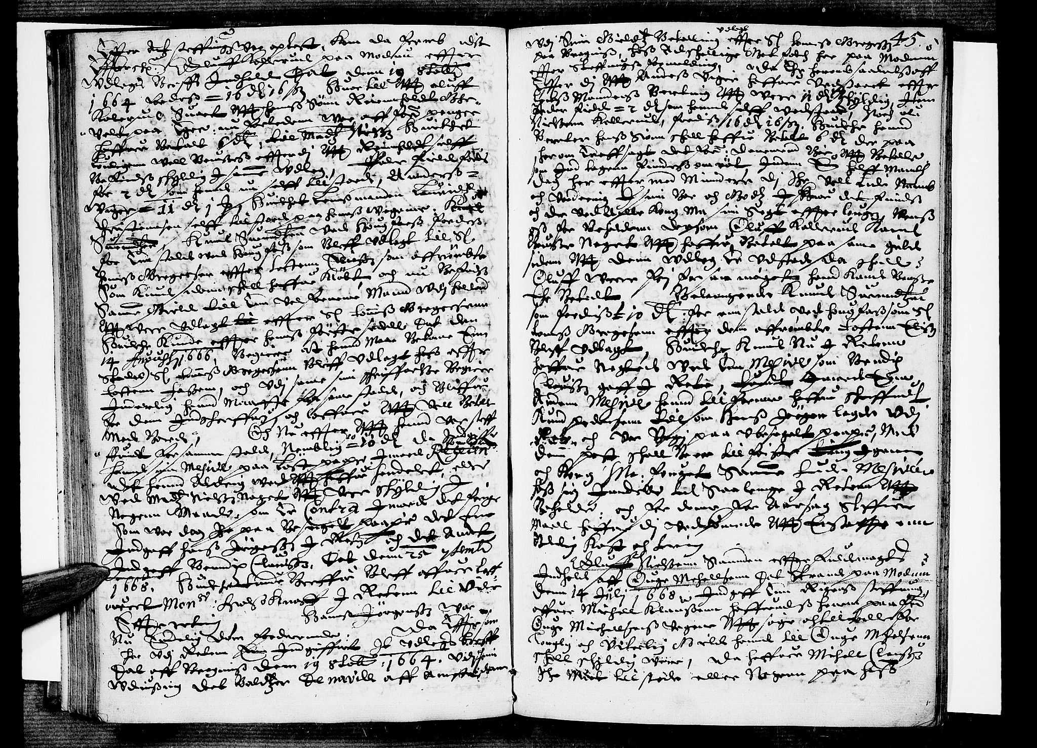 Eiker, Modum og Sigdal sorenskriveri, SAKO/A-123/F/Fa/Faa/L0034: Tingbok, 1668, p. 45