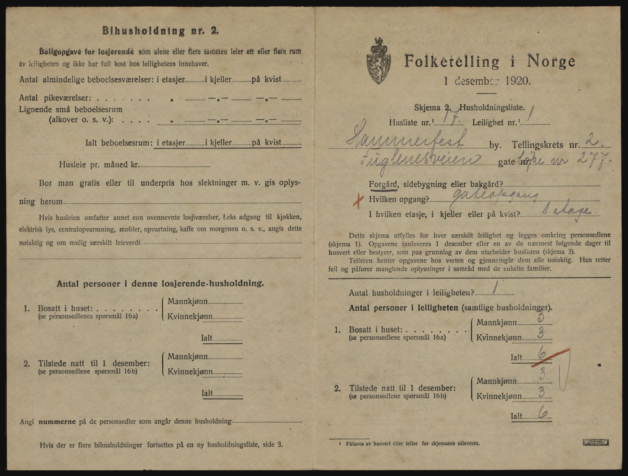 SATØ, 1920 census for Hammerfest, 1920, p. 1936