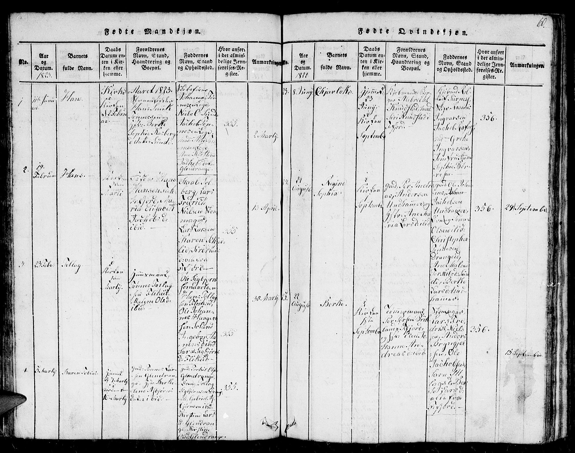 Flekkefjord sokneprestkontor, AV/SAK-1111-0012/F/Fb/Fbc/L0003: Parish register (copy) no. B 3, 1815-1826, p. 60