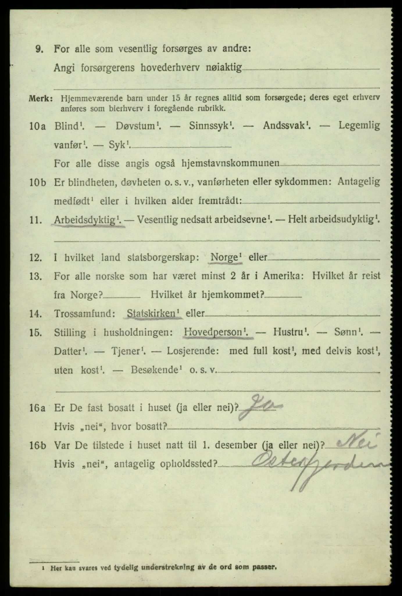 SAB, 1920 census for Sund, 1920, p. 3882