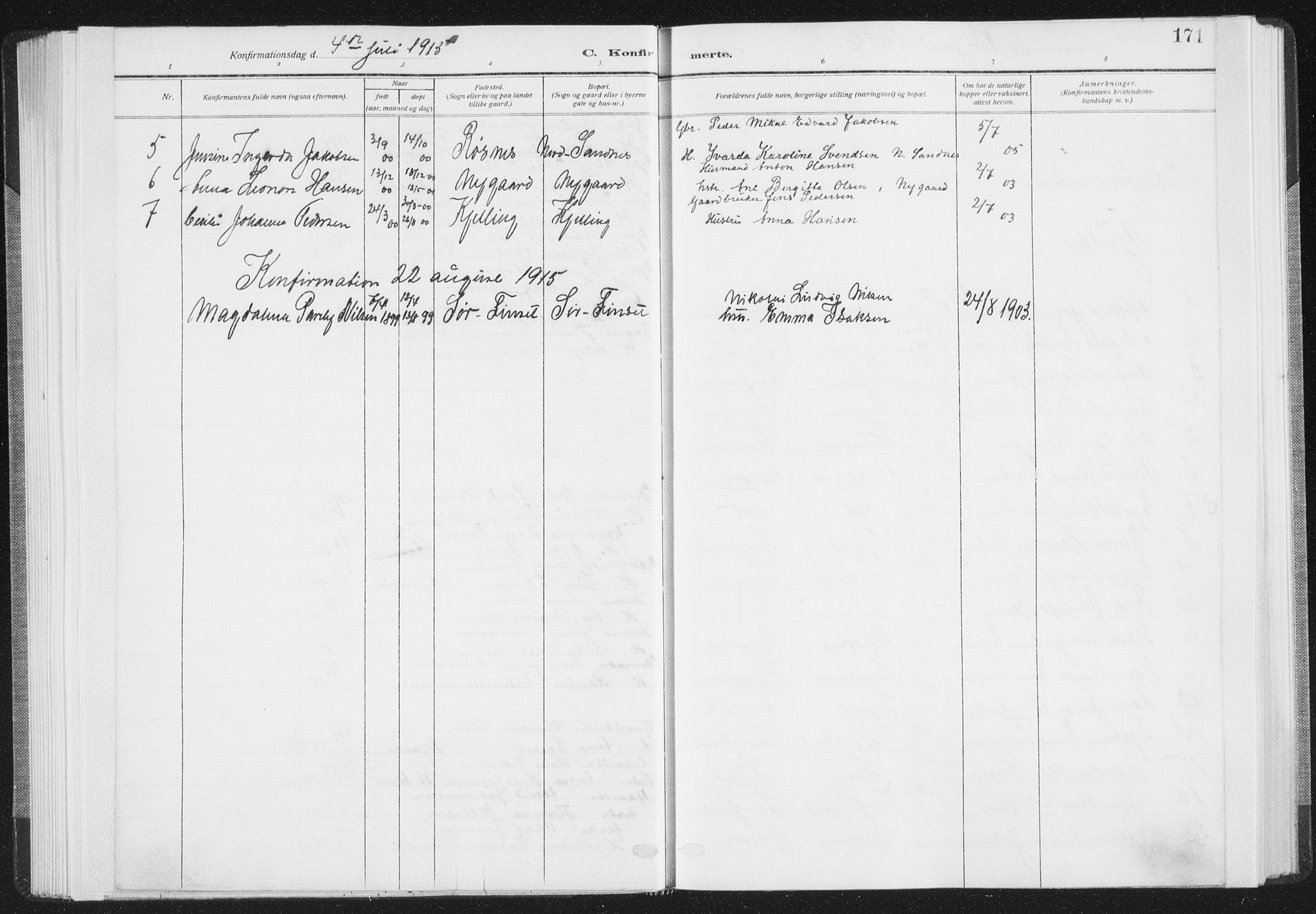 Ministerialprotokoller, klokkerbøker og fødselsregistre - Nordland, AV/SAT-A-1459/805/L0104: Parish register (official) no. 805A09, 1909-1926, p. 171