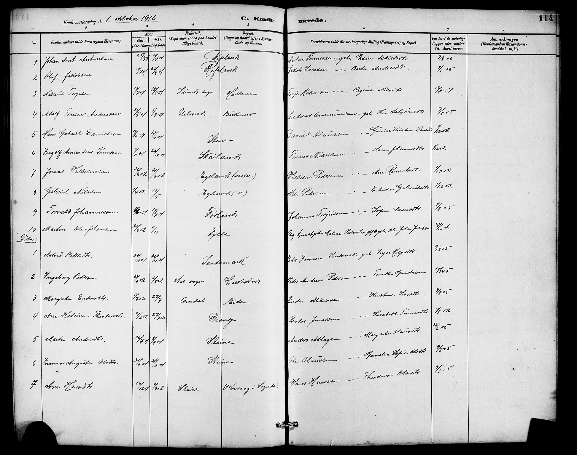 Lund sokneprestkontor, SAST/A-101809/S07/L0007: Parish register (copy) no. B 7, 1890-1925, p. 114