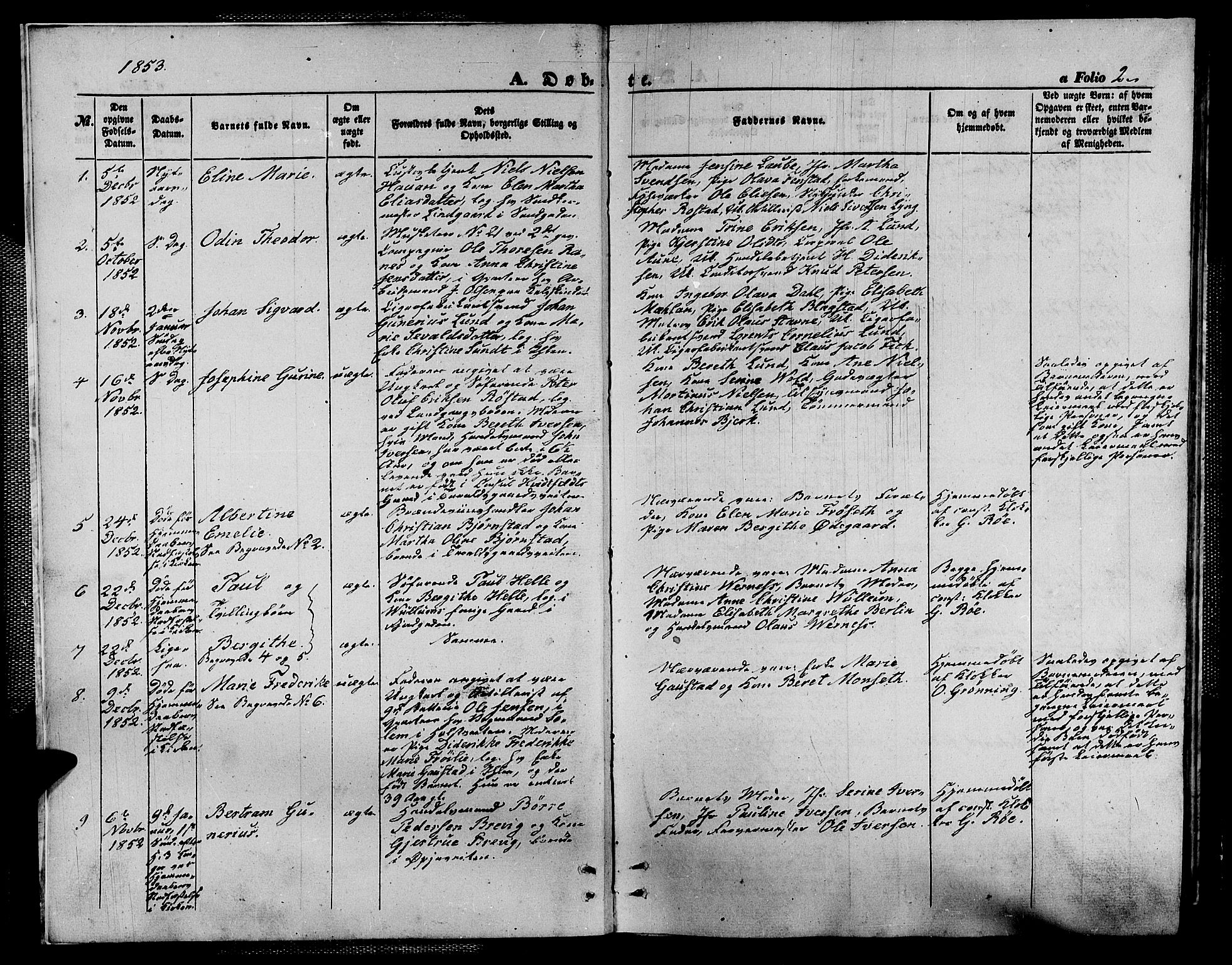 Ministerialprotokoller, klokkerbøker og fødselsregistre - Sør-Trøndelag, SAT/A-1456/602/L0138: Parish register (copy) no. 602C06, 1853-1858, p. 2