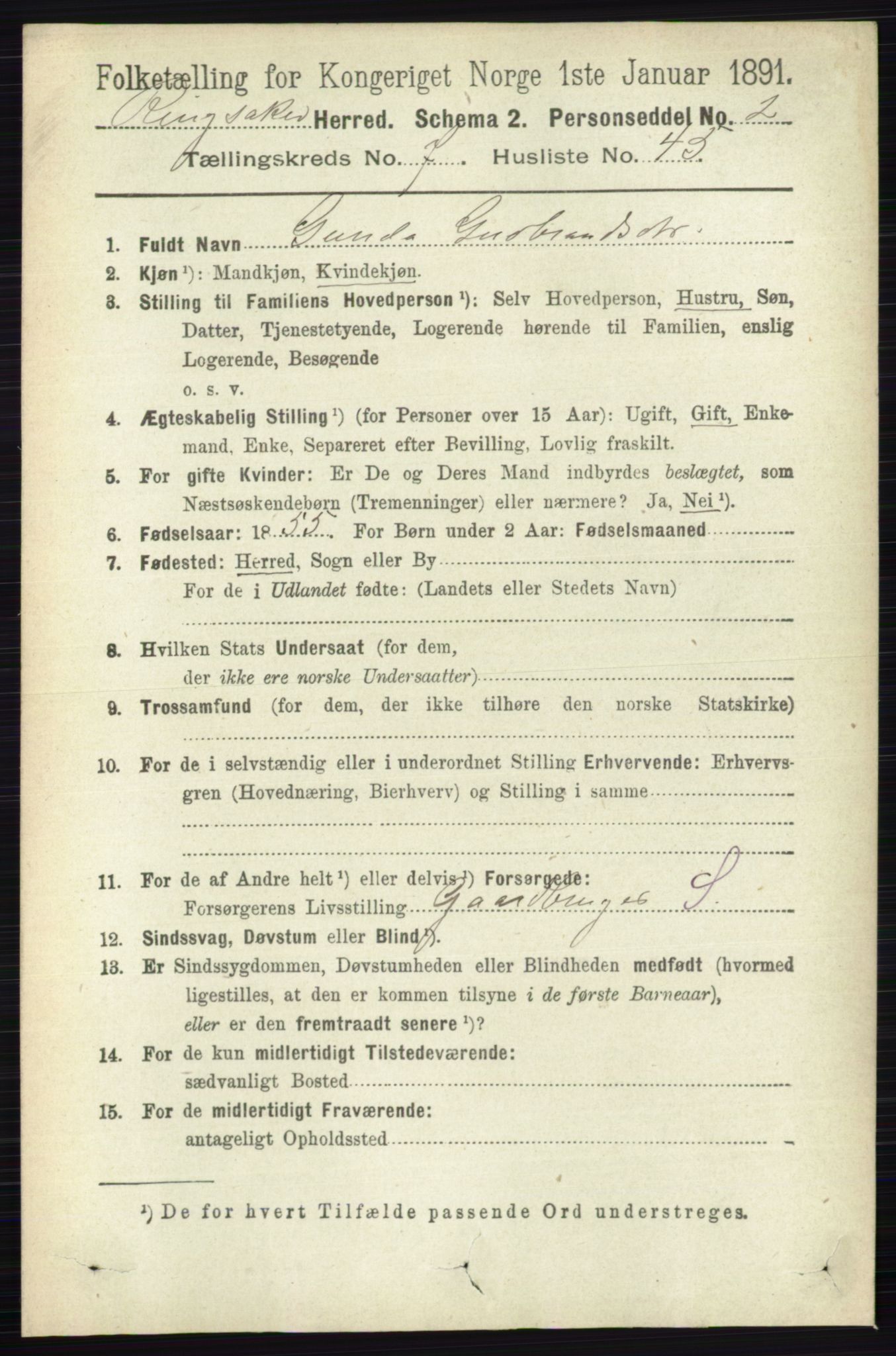 RA, 1891 census for 0412 Ringsaker, 1891, p. 4193